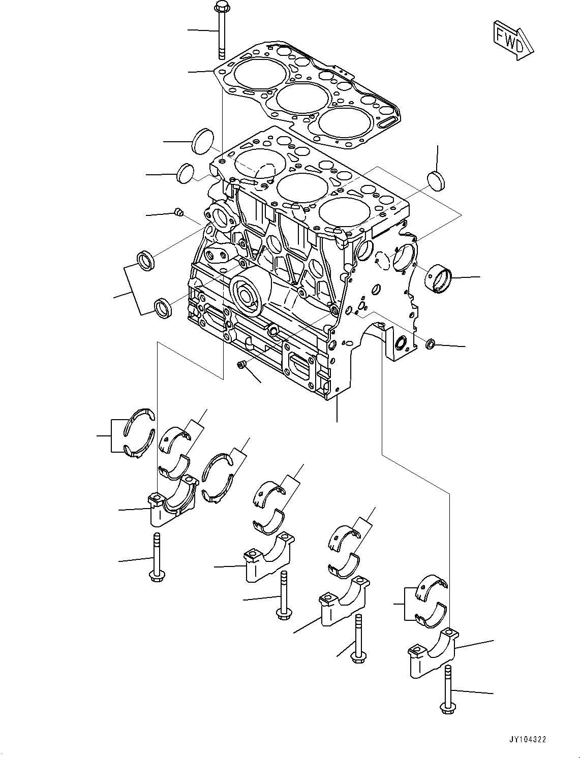 Engines Komatsu / 3D76E-6 S/N 14514-UP (For PC25MR-5)(1002159c) / Engine, Cylinder Block(#14514-)(A001001 : A0100-002001)