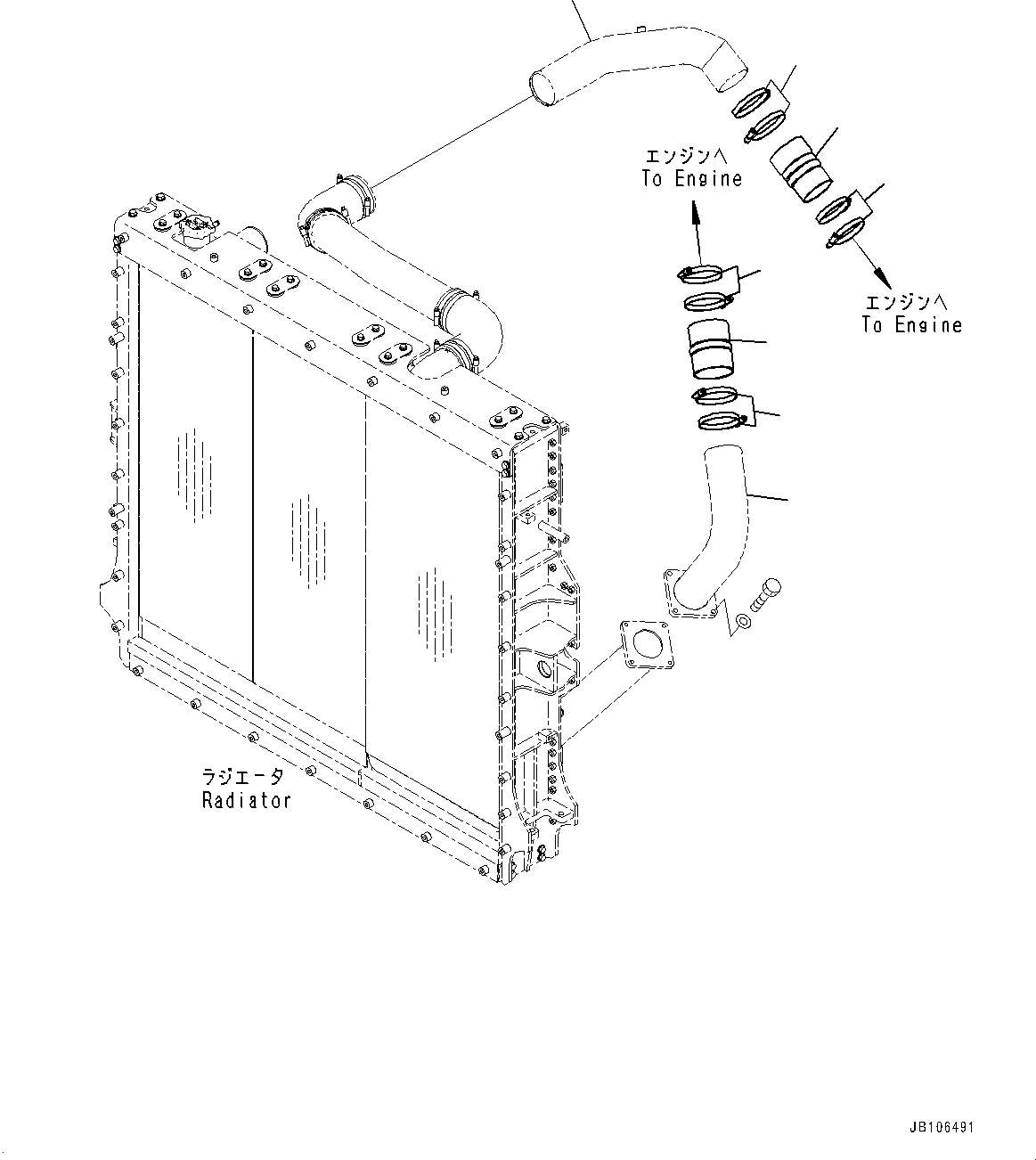 Komatsu parts book diagram for HD605-10 S/N 60001-UP: ENGINE RELATED PARTS, AIR INTAKE PIPING(#60001-)