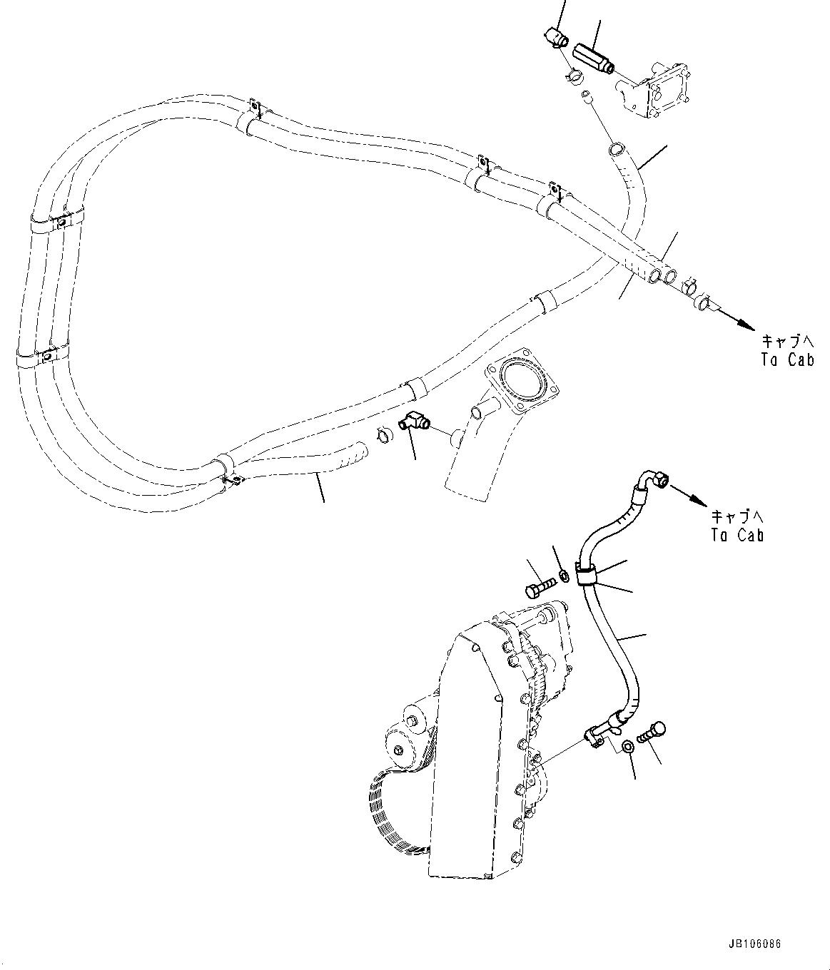 Komatsu parts book diagram for HD605-10 S/N 60001-UP: ENGINE RELATED PARTS, AIR CONDITIONER RELATED PARTS(#60001-)