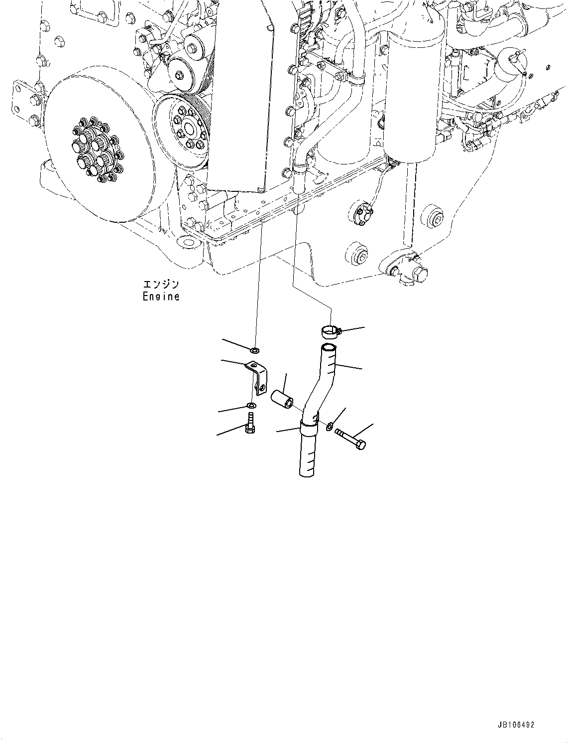 Komatsu parts book diagram for HD605-10 S/N 60001-UP: ENGINE RELATED PARTS, HOSE(#60001-)