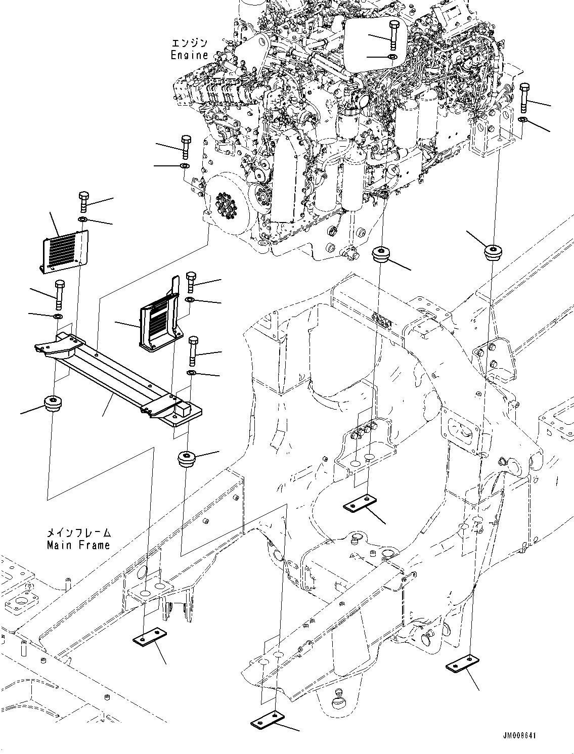Komatsu parts book diagram for HD605-10 S/N 60001-UP: ENGINE MOUNTING, ENGINE MOUNTING(#60001-)