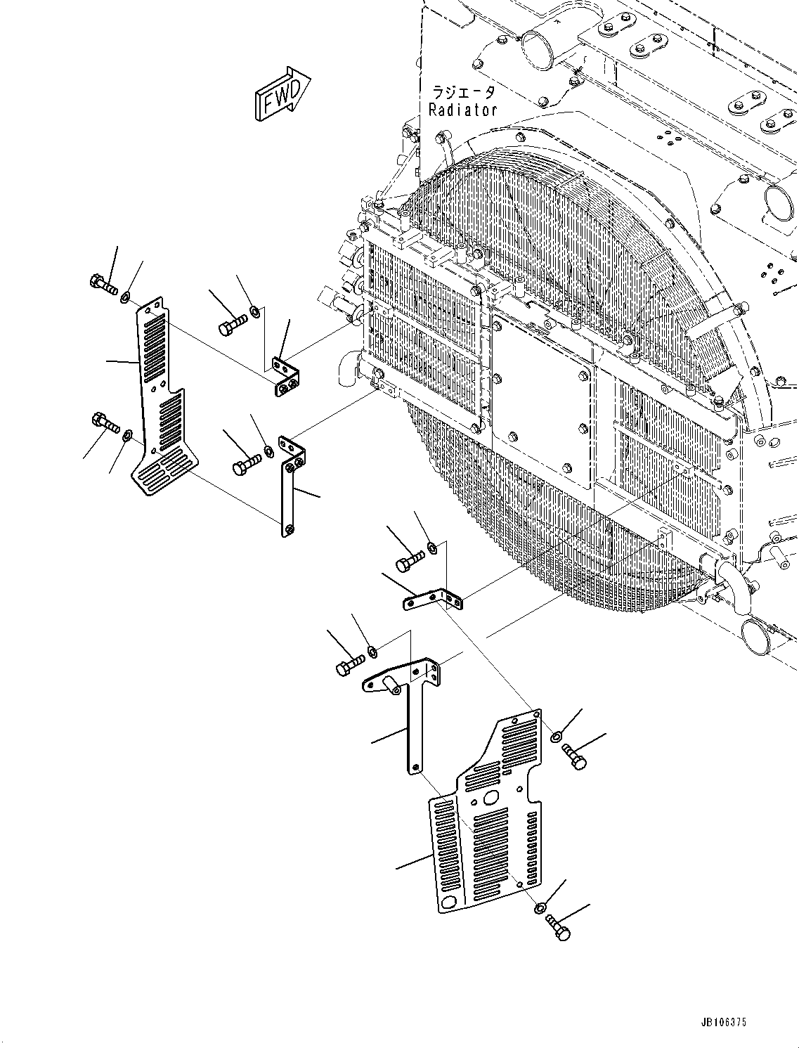 Komatsu parts book diagram for HD605-10 S/N 60001-UP: COOLANT PIPING, COVER(#60001-)