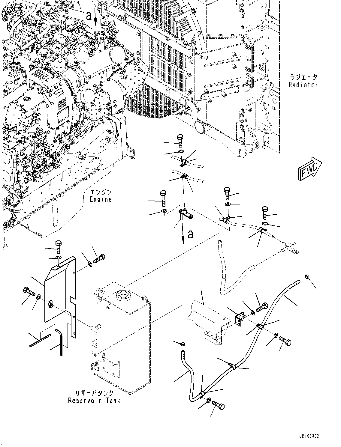 Komatsu parts book diagram for HD605-10 S/N 60001-UP: COOLANT PIPING, MOUNTING (2/2)(#60001-)