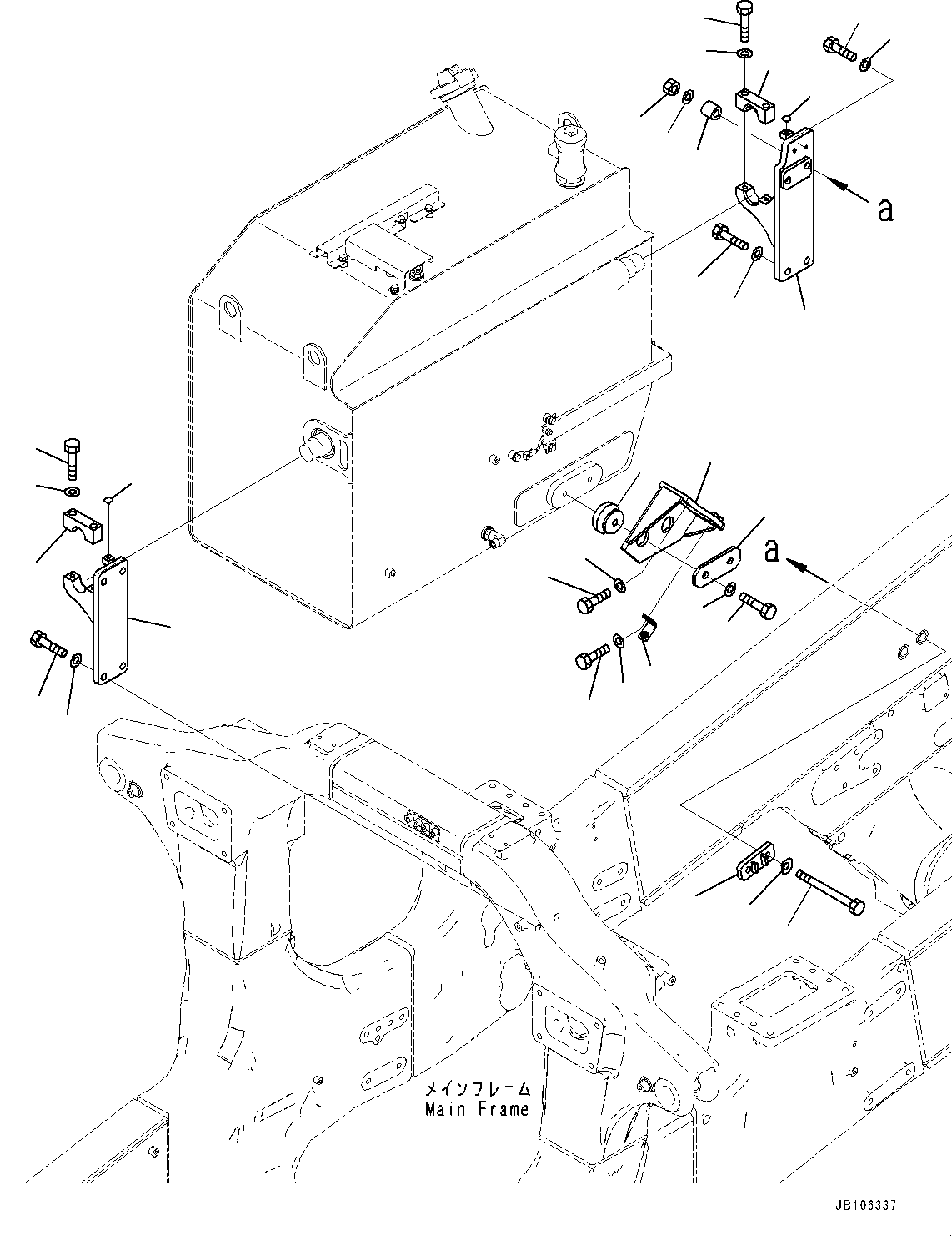 Komatsu parts book diagram for HD605-10 S/N 60001-UP: FUEL TANK, MOUNTING (1/2)(#60001-)