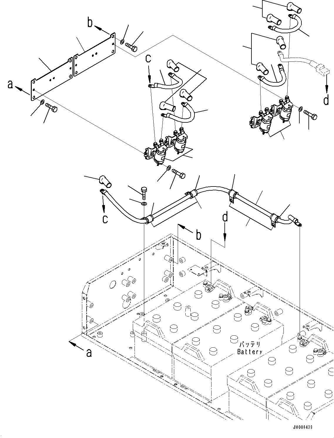 Komatsu parts book diagram for HD605-10 S/N 60001-UP: BATTERY BOX, BATTERY RELAY(#60001-)