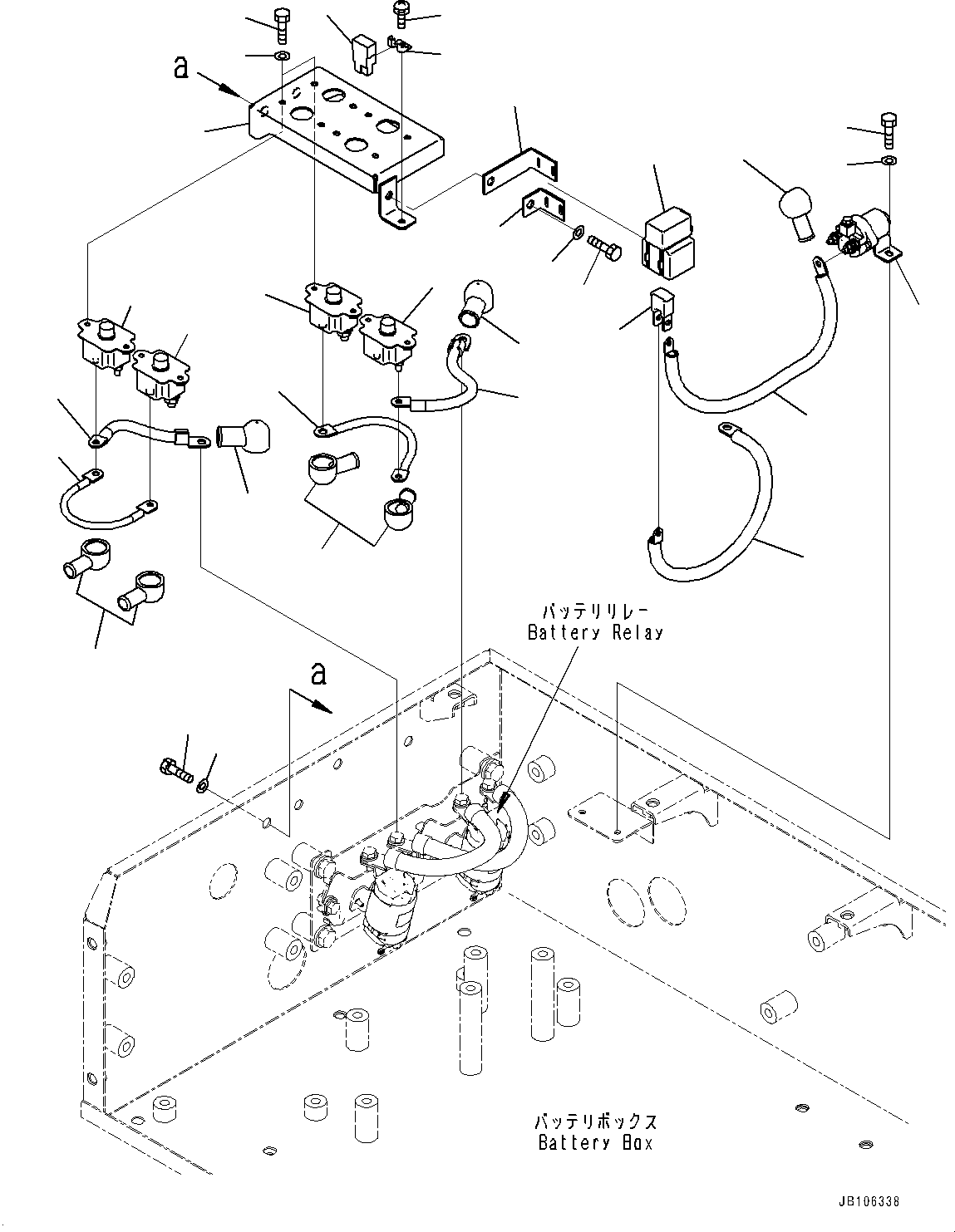Komatsu parts book diagram for HD605-10 S/N 60001-UP: BATTERY BOX, CIRCUIT BREAKER AND FUSE(#60001-)