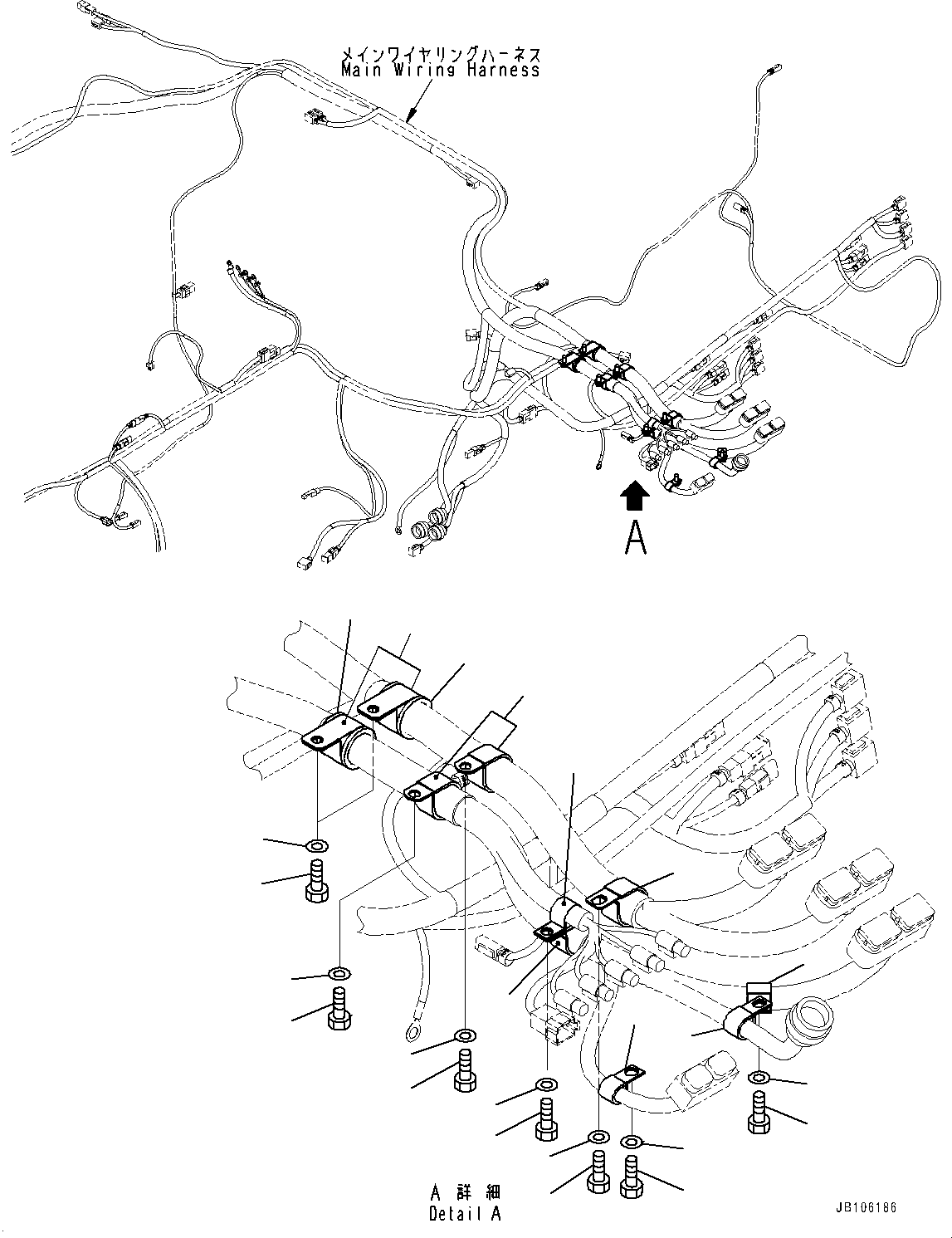 Komatsu parts book diagram for HD605-10 S/N 60001-UP: ELECTRIC SYSTEM, MOUNTING PARTS (2/14)(#60001-)
