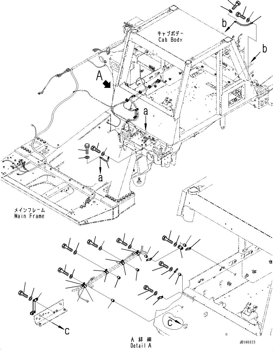Komatsu parts book diagram for HD605-10 S/N 60001-UP: ELECTRIC SYSTEM, MOUNTING PARTS (3/14)(#60003-)