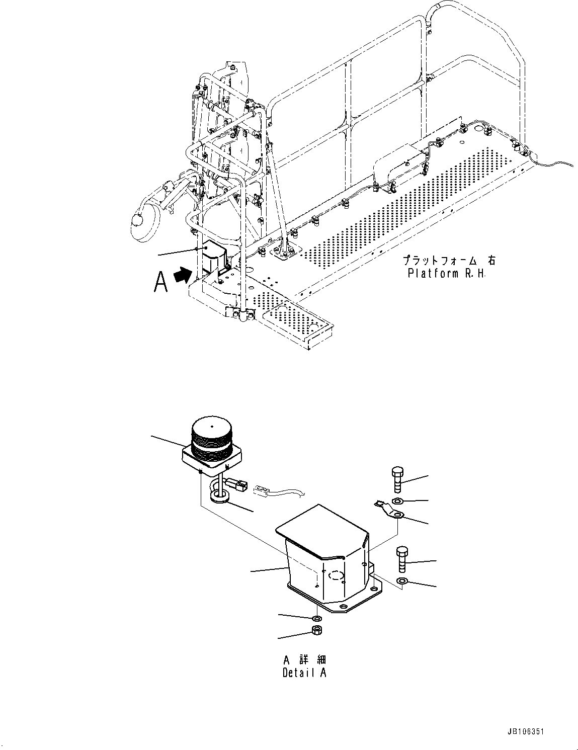 Komatsu parts book diagram for HD605-10 S/N 60001-UP: BEACON LAMP, SEAT BELT REMINDER LAMP(#60001-)
