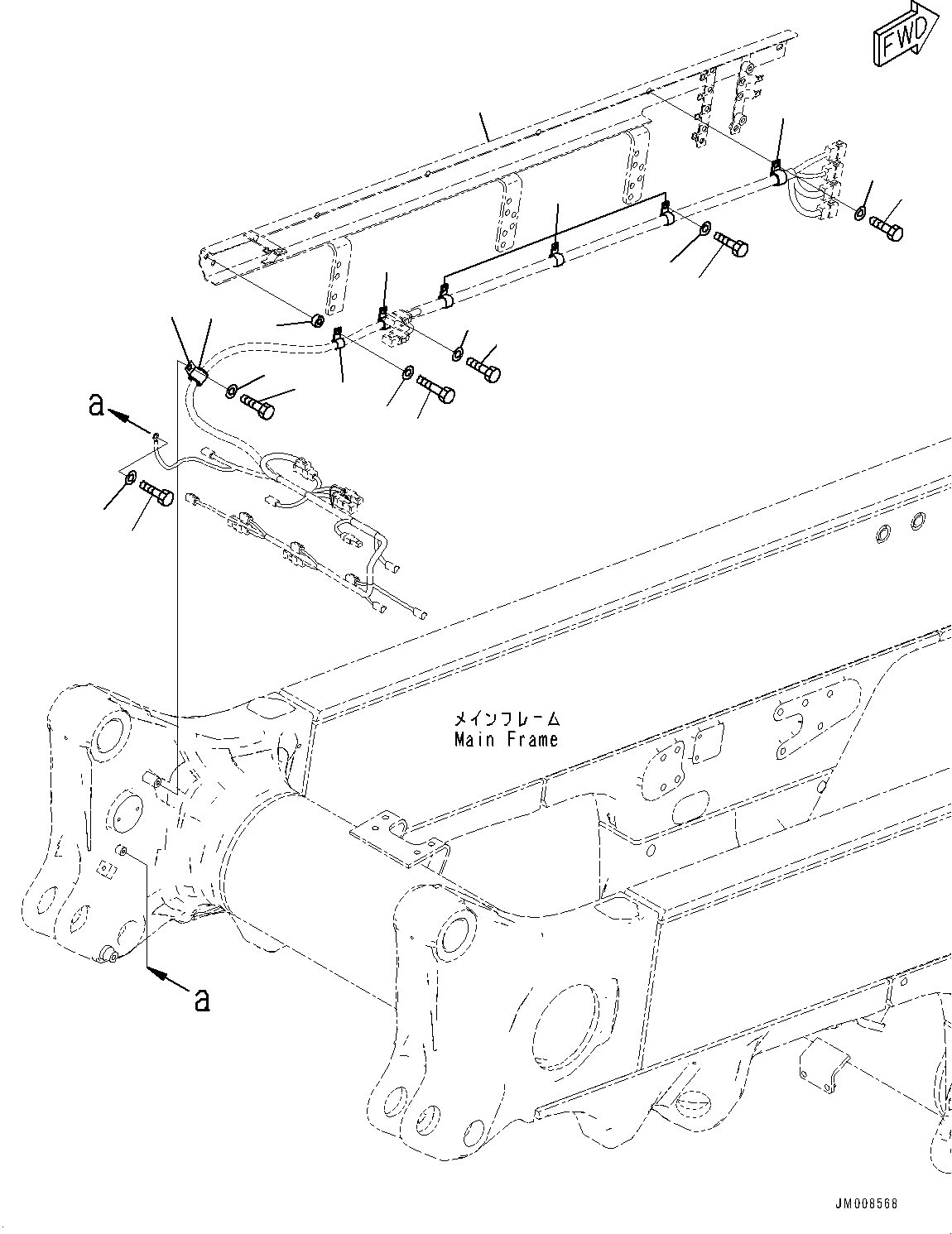Komatsu parts book diagram for HD605-10 S/N 60001-UP: REAR COMBINATION LAMP AND BACKUP ALARM, MOUNTING PARTS (1/2)(#60001-)