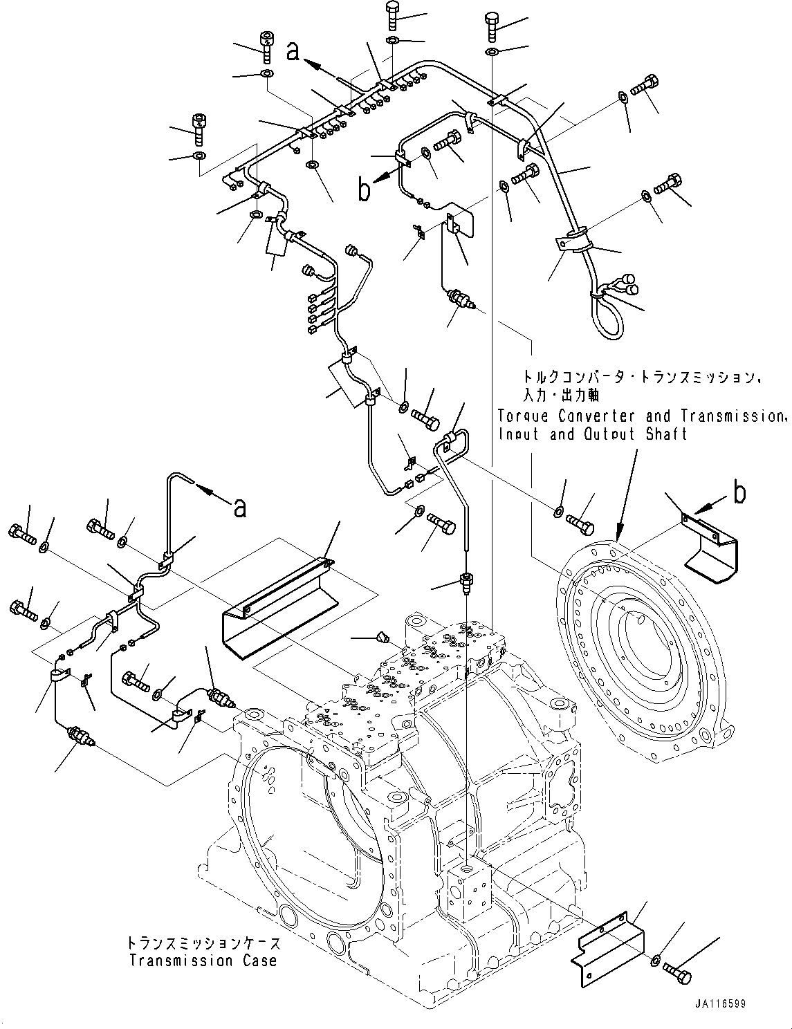 Komatsu parts book diagram for HD605-10 S/N 60001-UP: TORQUE CONVERTER AND TRANSMISSION, WIRING HARNESS AND SENSER(#60001-)