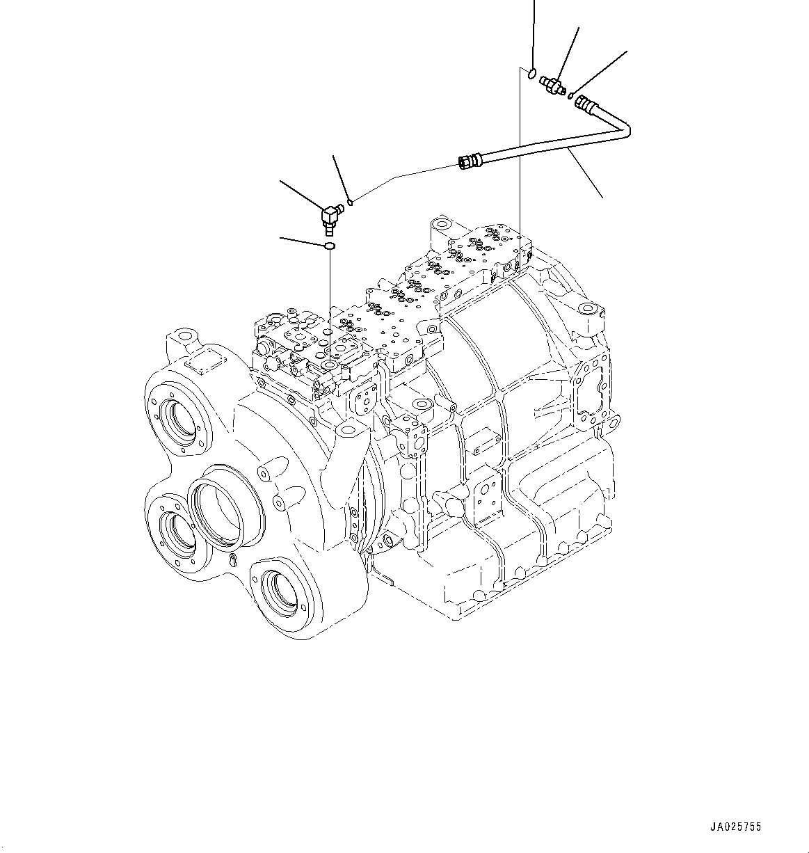 Komatsu parts book diagram for HD605-10 S/N 60001-UP: TORQUE CONVERTER AND TRANSMISSION, TUBE(#60001-)