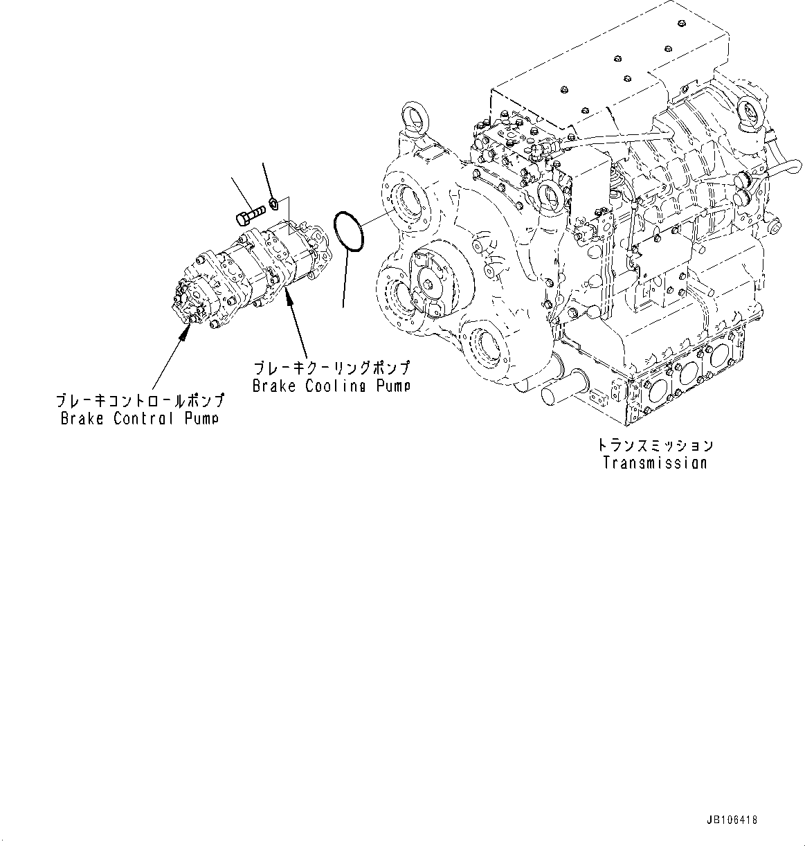 Komatsu parts book diagram for HD605-10 S/N 60001-UP: TORQUE CONVERTER AND TRANSMISSION, MOUNTING PARTS (2/4)(#60001-)