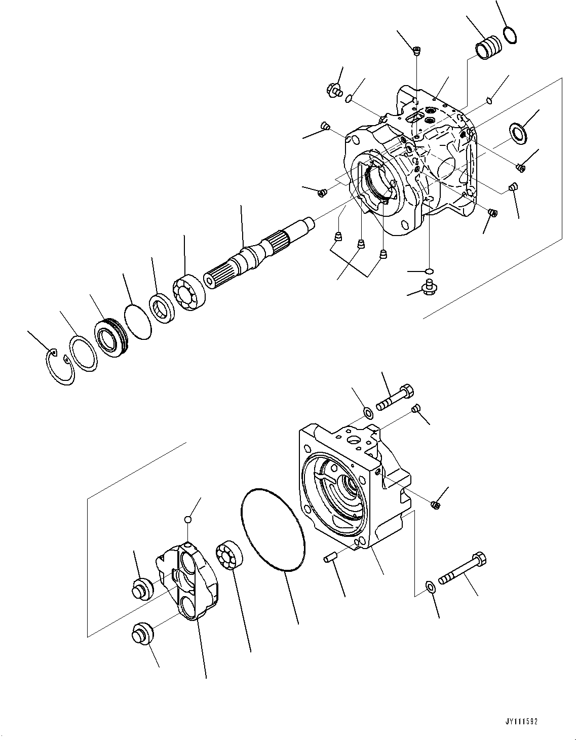 Komatsu parts book diagram for HD605-10 S/N 60001-UP: TORQUE CONVERTER AND TRANSMISSION, PISTON PUMP (10/14) (RADIATOR FAN PUMP)(#60001-)