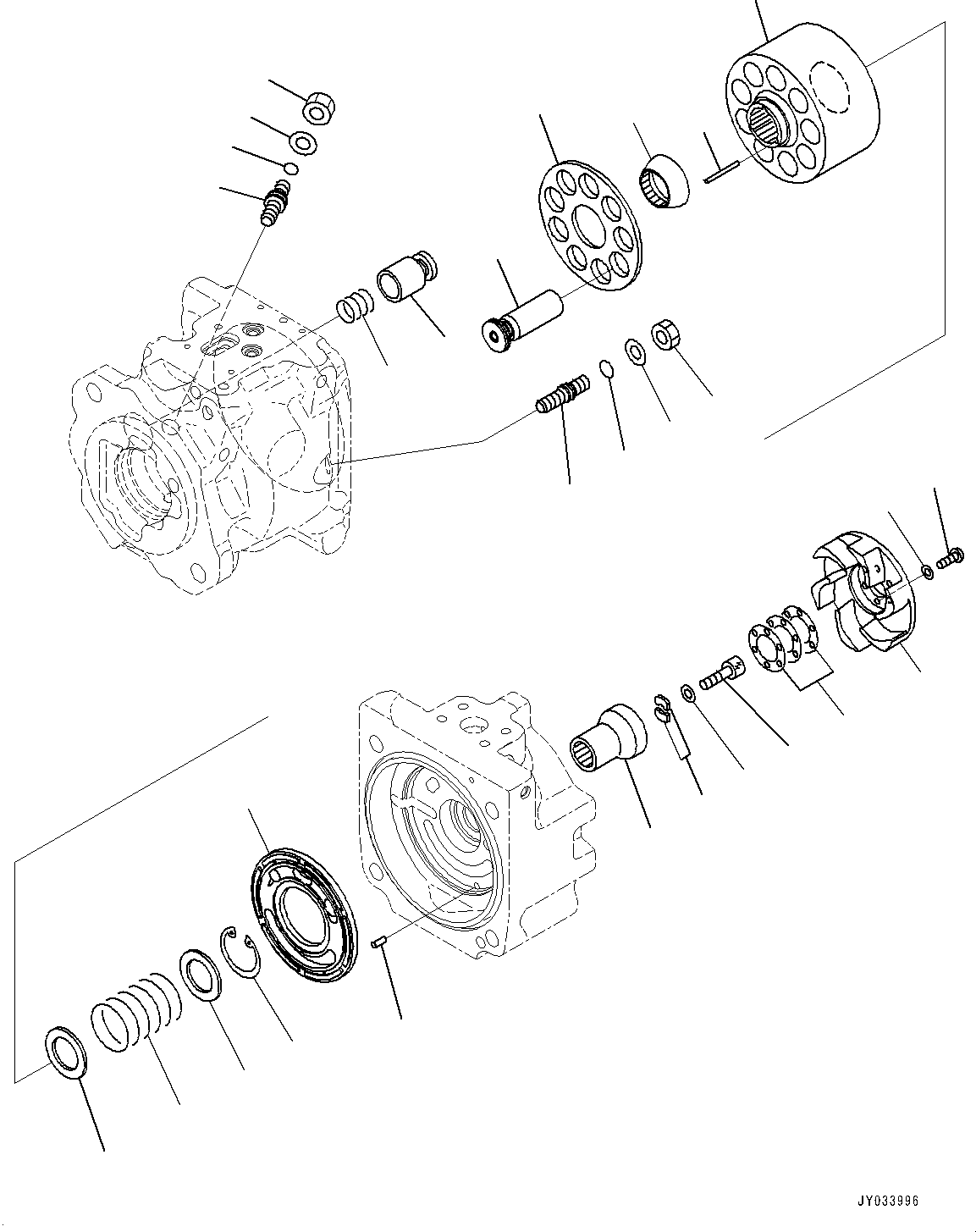 Komatsu parts book diagram for HD605-10 S/N 60001-UP: TORQUE CONVERTER AND TRANSMISSION, PISTON PUMP (11/14) (RADIATOR FAN PUMP)(#60001-)