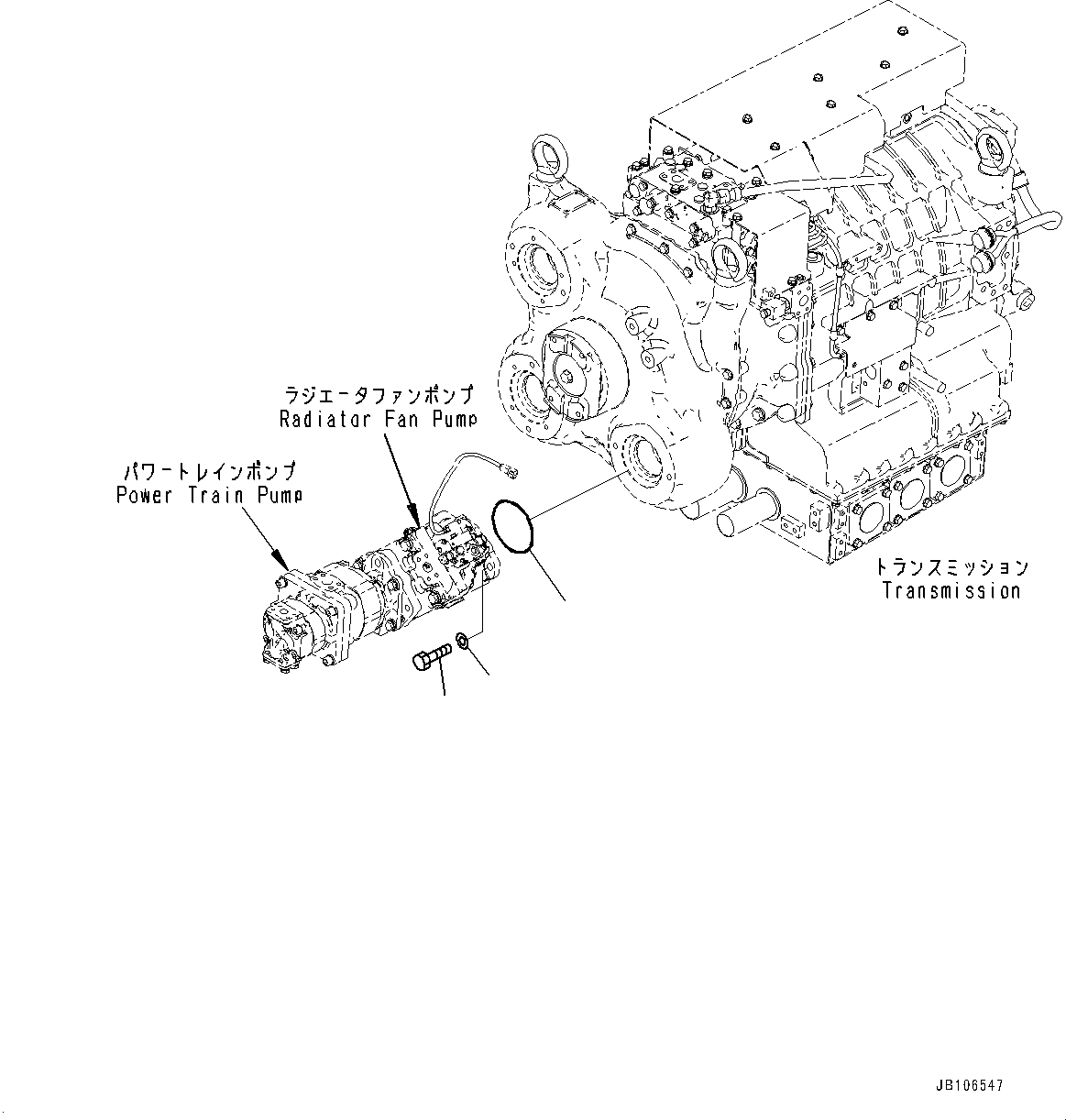 Komatsu parts book diagram for HD605-10 S/N 60001-UP: TORQUE CONVERTER AND TRANSMISSION, MOUNTING PARTS (3/4)(#60001-)