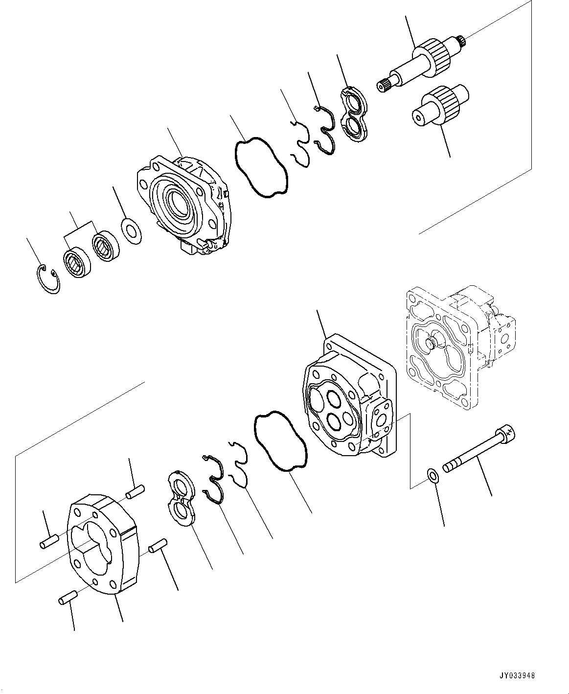 Komatsu parts book diagram for HD605-10 S/N 60001-UP: TORQUE CONVERTER AND TRANSMISSION, GEAR PUMP (7/7) (POWER TRAIN PUMP)(#60001-)