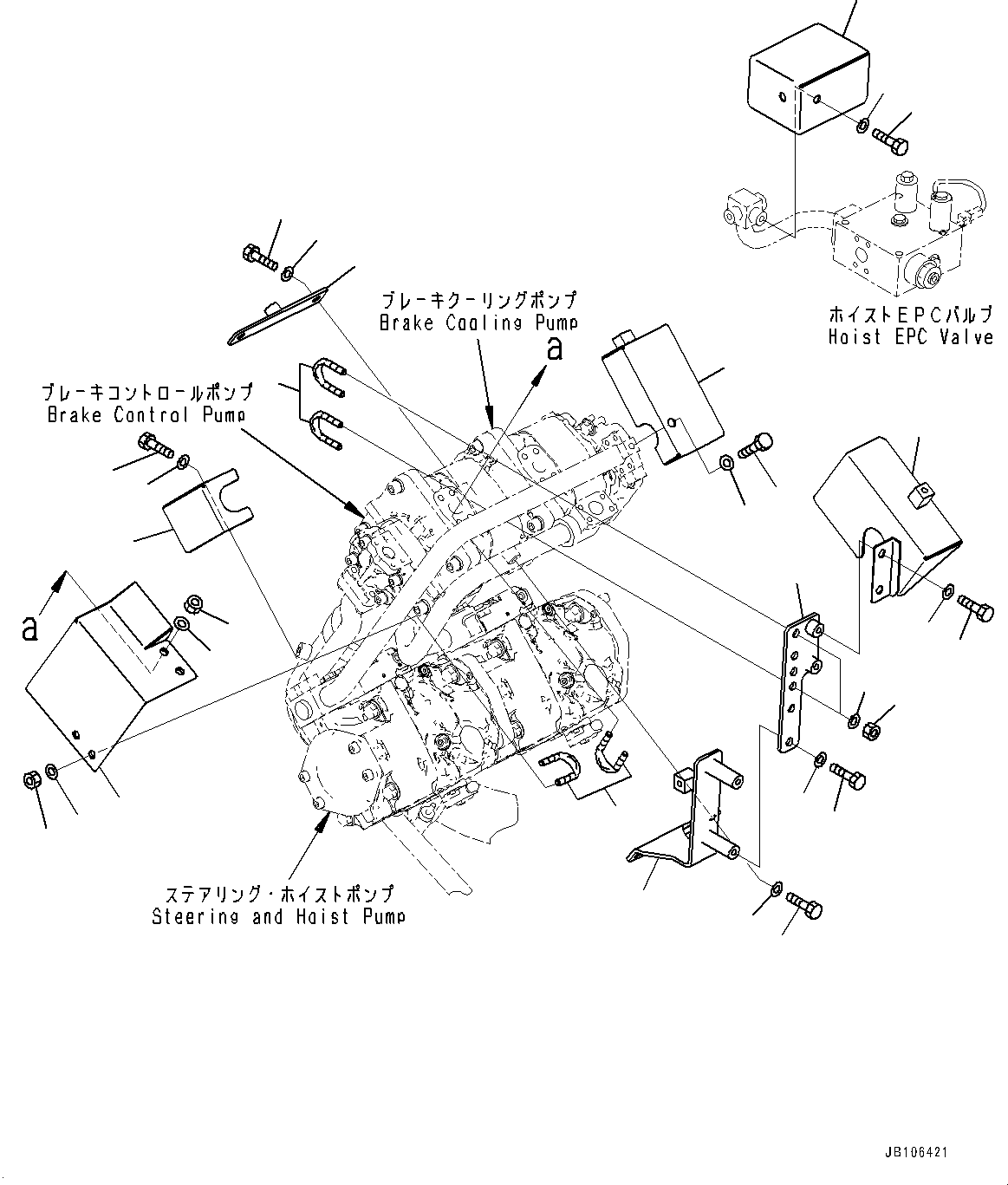 Komatsu parts book diagram for HD605-10 S/N 60001-UP: TORQUE CONVERTER AND TRANSMISSION, BRACKET (1/2)(#60001-)