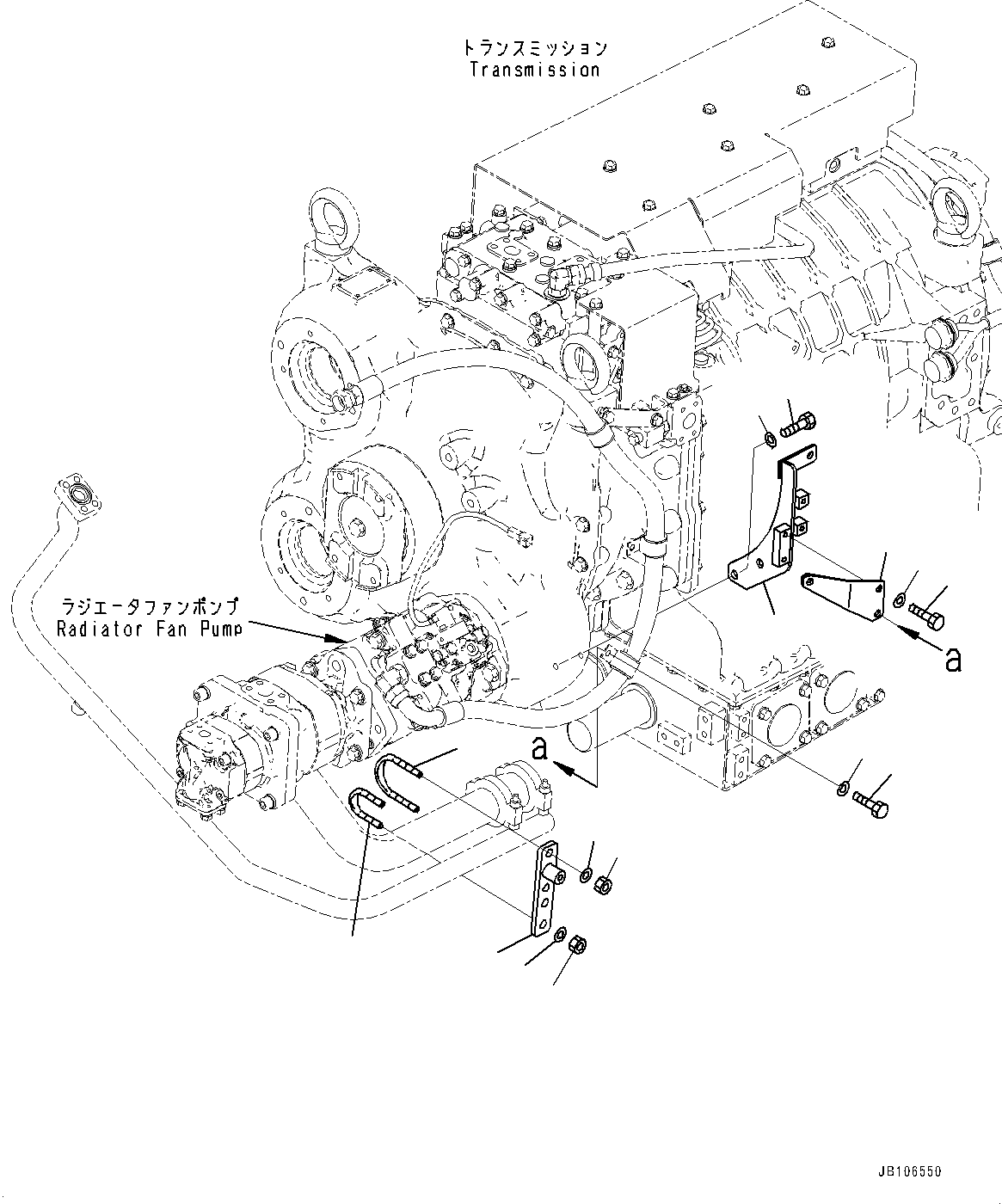 Komatsu parts book diagram for HD605-10 S/N 60001-UP: TORQUE CONVERTER AND TRANSMISSION, PIPING MOUNTING (2/2)(#60001-)