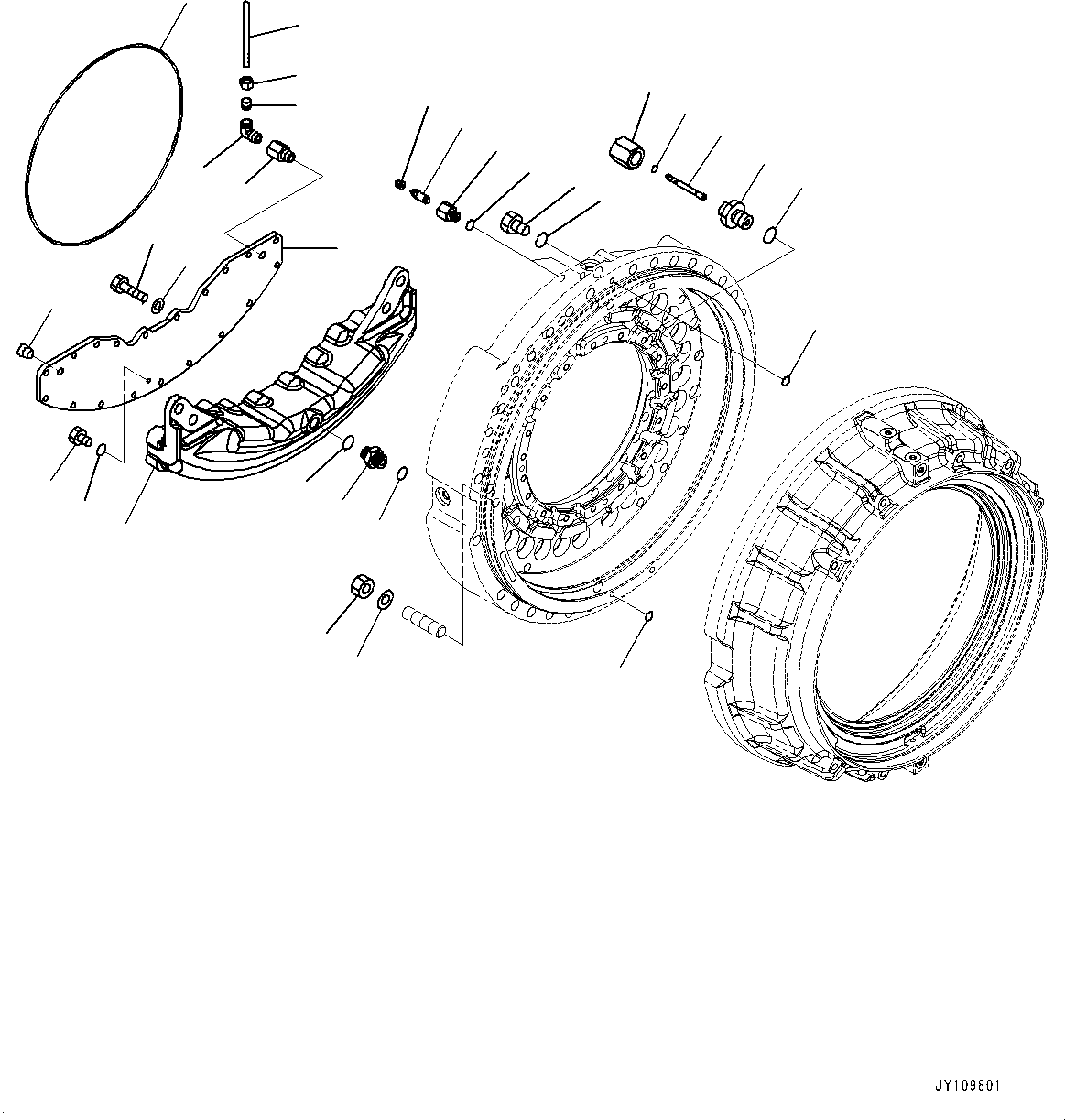 Komatsu parts book diagram for HD605-10 S/N 60001-UP: REAR AXLE, FINAL DRIVE, BRAKE RELATED PARTS, L.H.(#60001-)