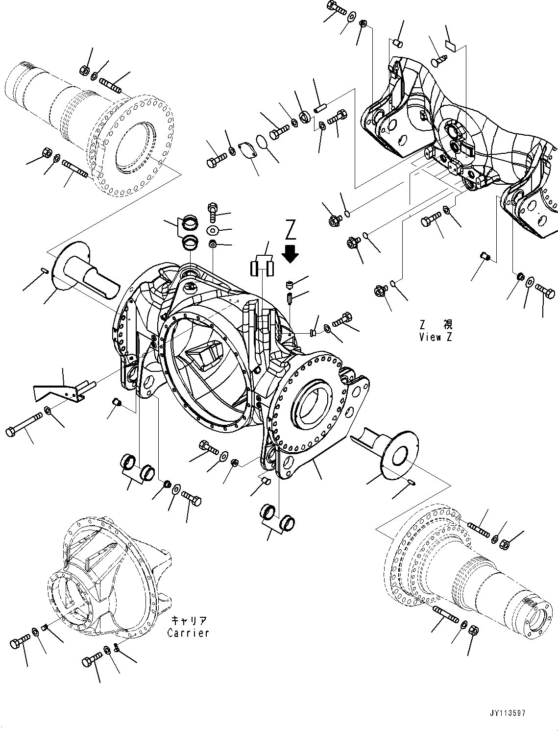 Komatsu parts book diagram for HD605-10 S/N 60001-UP: REAR AXLE, HOUSING AND RELATED PARTS(#60001-)