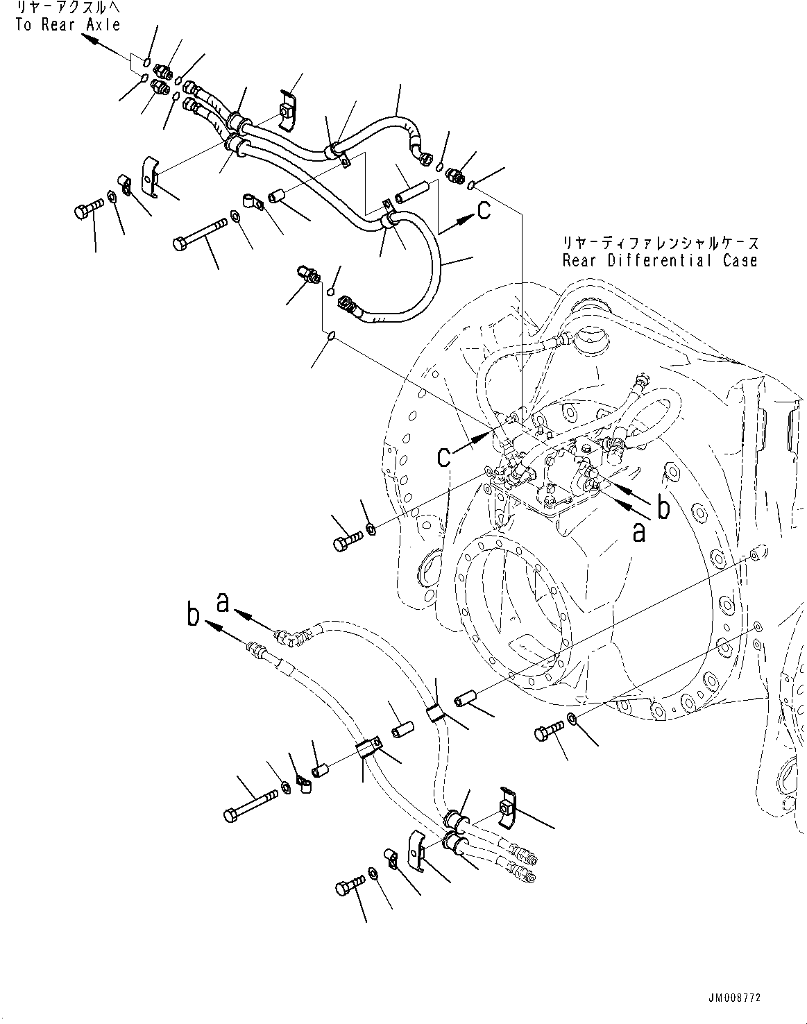 Komatsu parts book diagram for HD605-10 S/N 60001-UP: REAR AXLE, BRAKE PIPING (2/2)(#60001-)