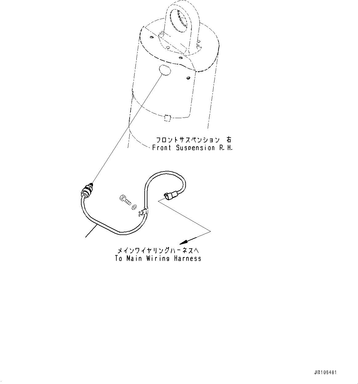 Komatsu parts book diagram for HD605-10 S/N 60001-UP: FRONT AXLE, SENSOR, R.H.(#60001-)