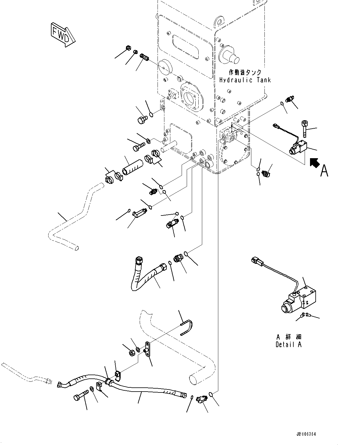 Komatsu parts book diagram for HD605-10 S/N 60001-UP: HYDRAULIC TANK, PIPING(#60001-)