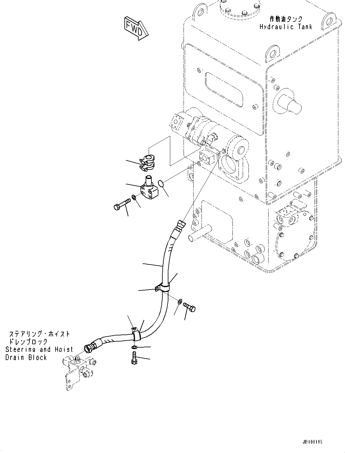 Komatsu parts book diagram for HD605-10 S/N 60001-UP: HYDRAULIC TANK, SUCTION AND DRAIN PIPING(#60001-)