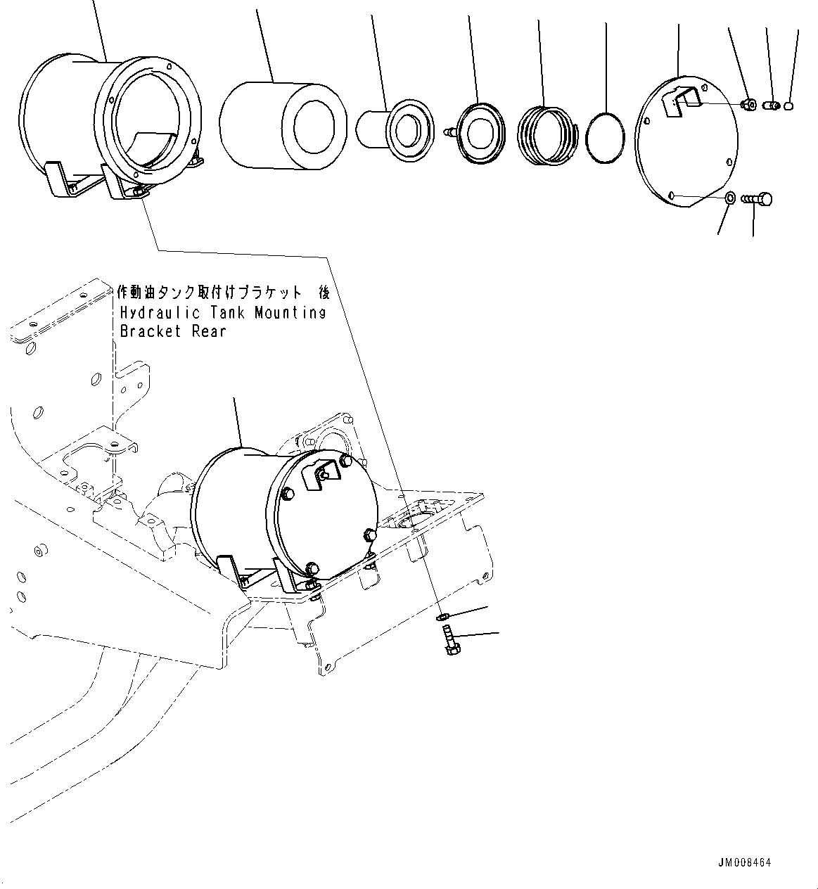 Komatsu parts book diagram for HD605-10 S/N 60001-UP: HYDRAULIC TANK, OIL FILTER(#60001-)
