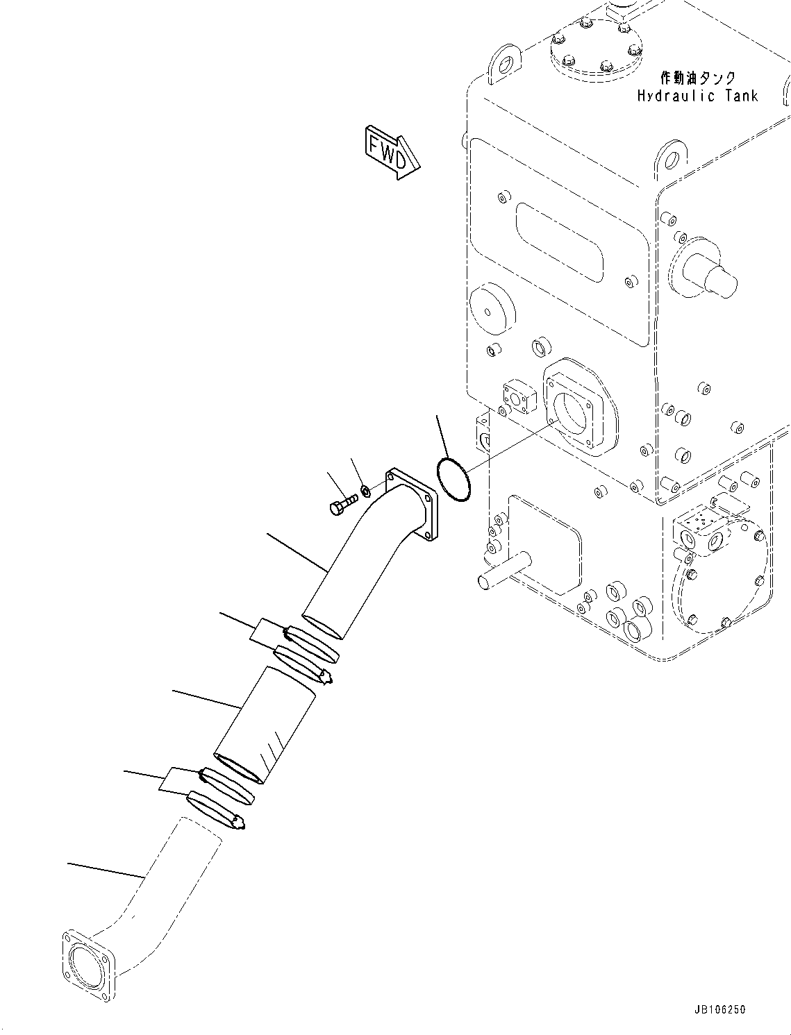 Komatsu parts book diagram for HD605-10 S/N 60001-UP: HYDRAULIC TANK, SUCTION PIPING(#60001-)