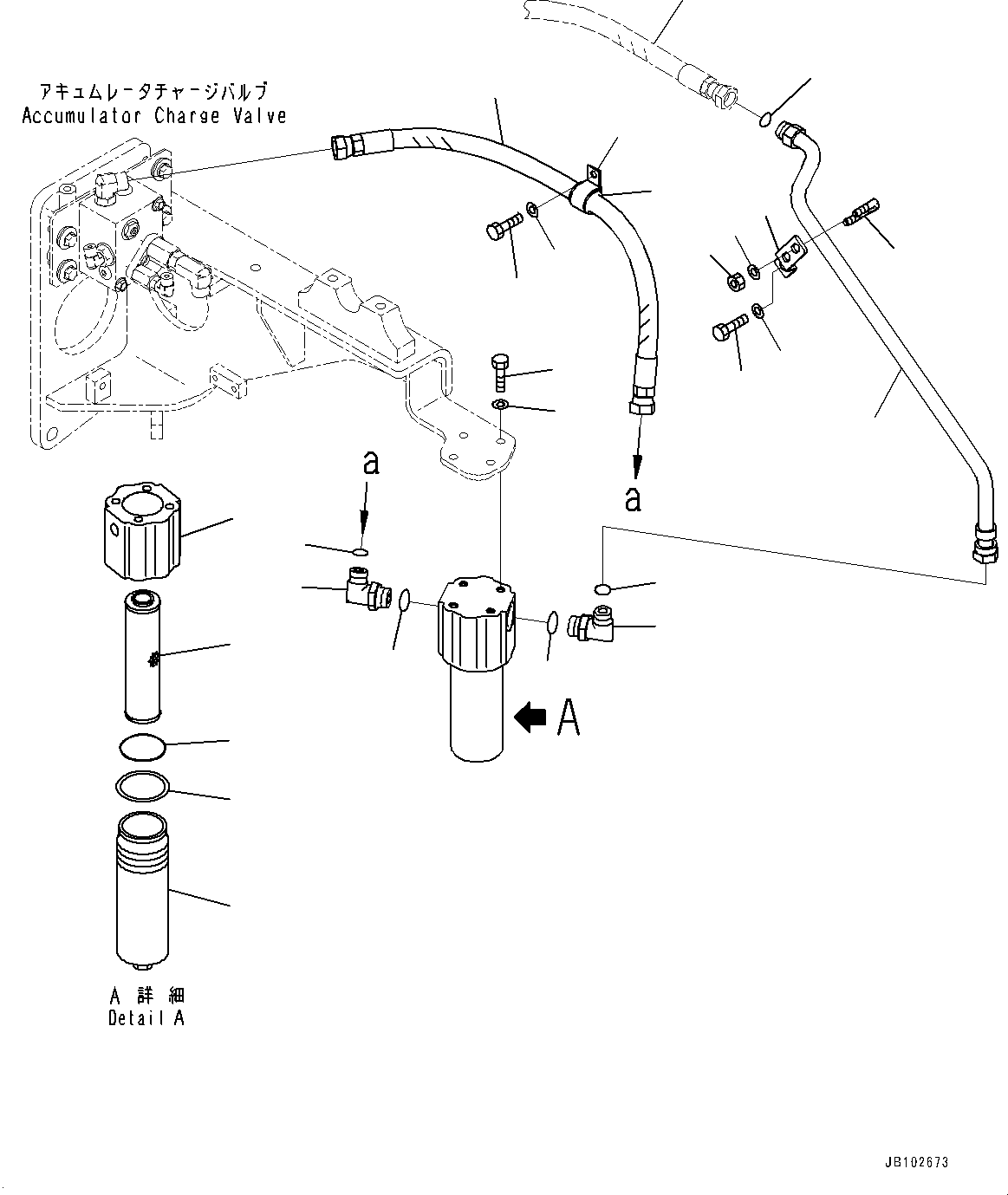 Komatsu parts book diagram for HD605-10 S/N 60001-UP: HYDRAULIC TANK, BRAKE OIL FILTER(#60001-)