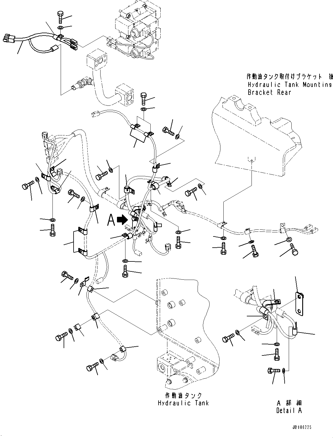 Komatsu parts book diagram for HD605-10 S/N 60001-UP: HYDRAULIC TANK, WIRING HARNESS (2/2)(#60001-)