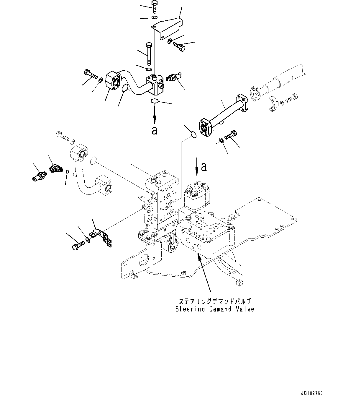 Komatsu parts book diagram for HD605-10 S/N 60001-UP: HYDRAULIC TANK, DEMAND VALVE PIPING (2/3)(#60001-)