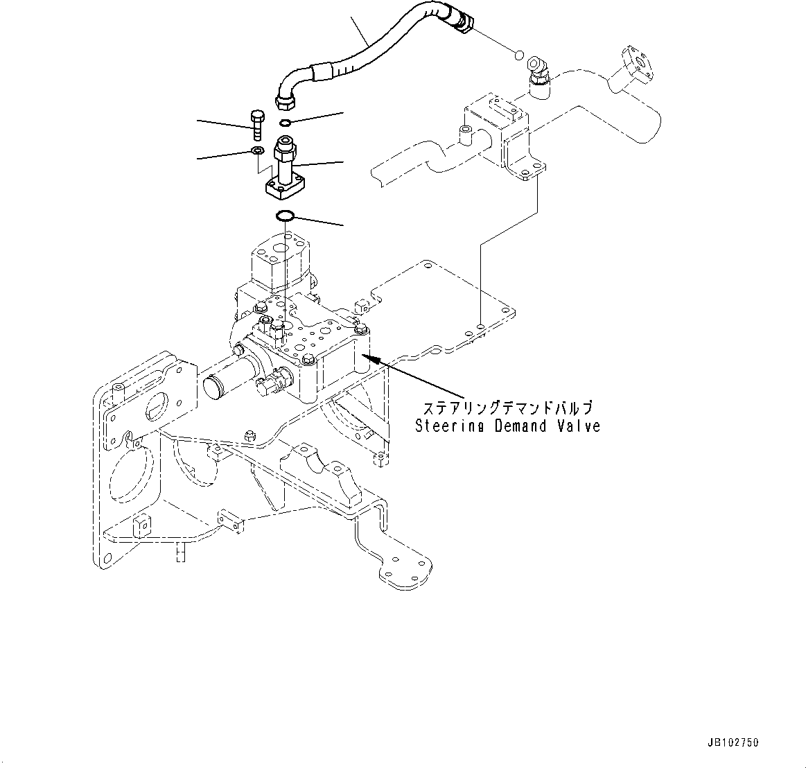 Komatsu parts book diagram for HD605-10 S/N 60001-UP: HYDRAULIC TANK, STEERING DEMAND VALVE PIPING (3/3)(#60001-)