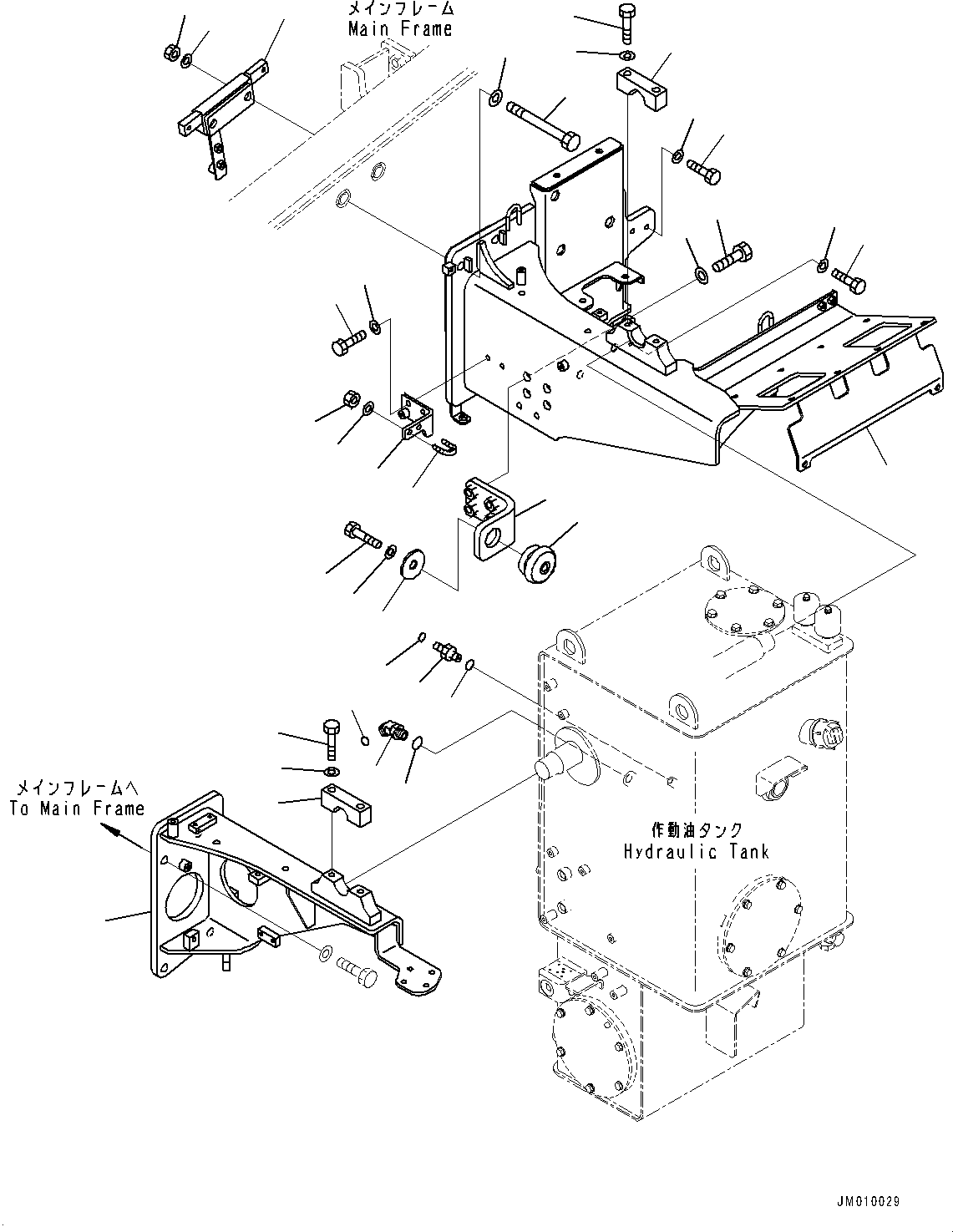 Komatsu parts book diagram for HD605-10 S/N 60001-UP: HYDRAULIC TANK, TANK MOUNTING(#60001-)