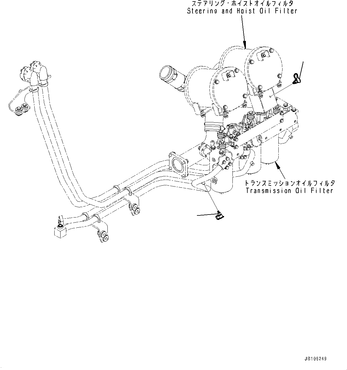 Komatsu parts book diagram for HD605-10 S/N 60001-UP: HYDRAULIC TANK, OIL SAMPLING POINTS(#60001-)