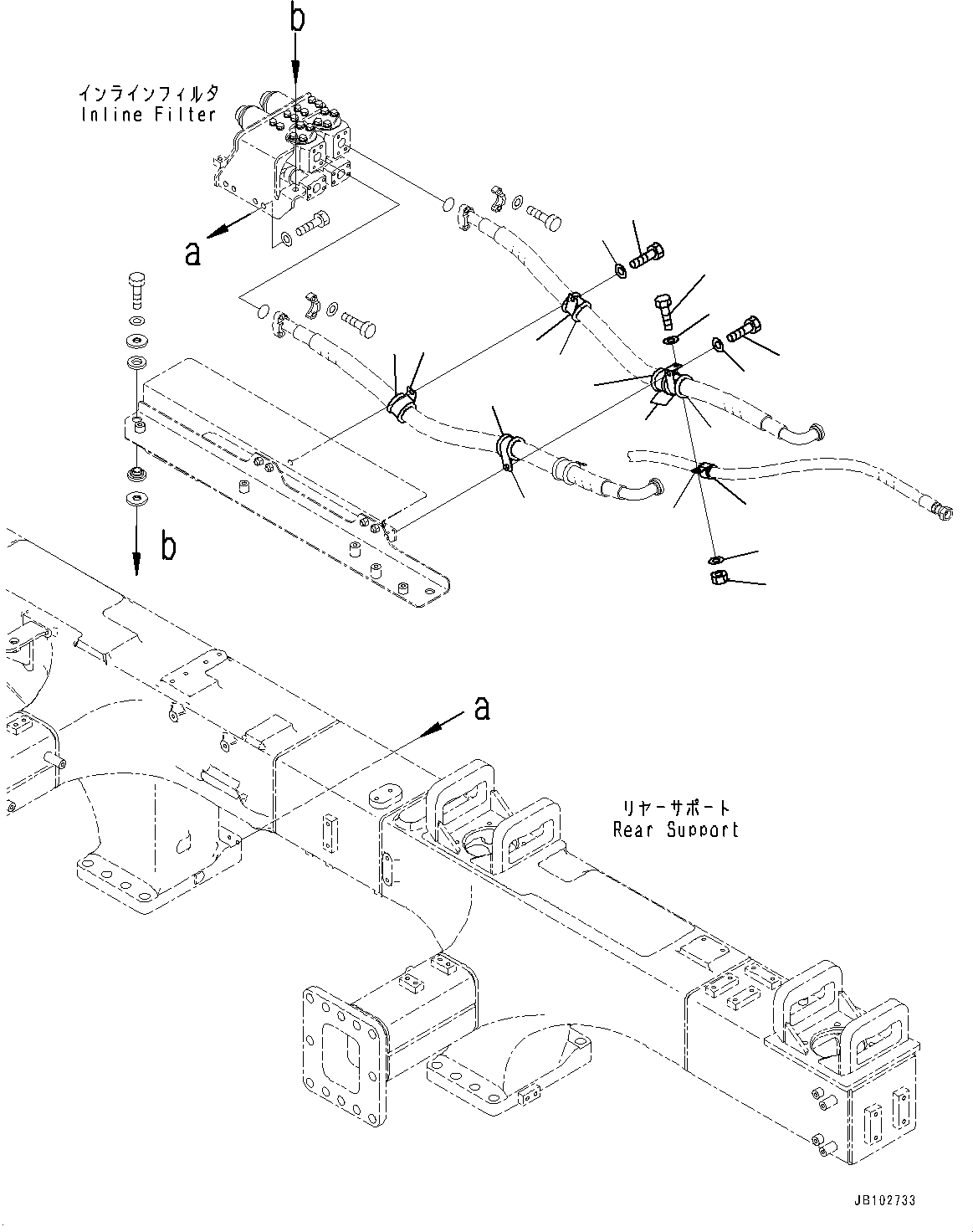 Komatsu parts book diagram for HD605-10 S/N 60001-UP: HYDRAULIC TANK, RELATED PARTS (2/2)(#60001-)