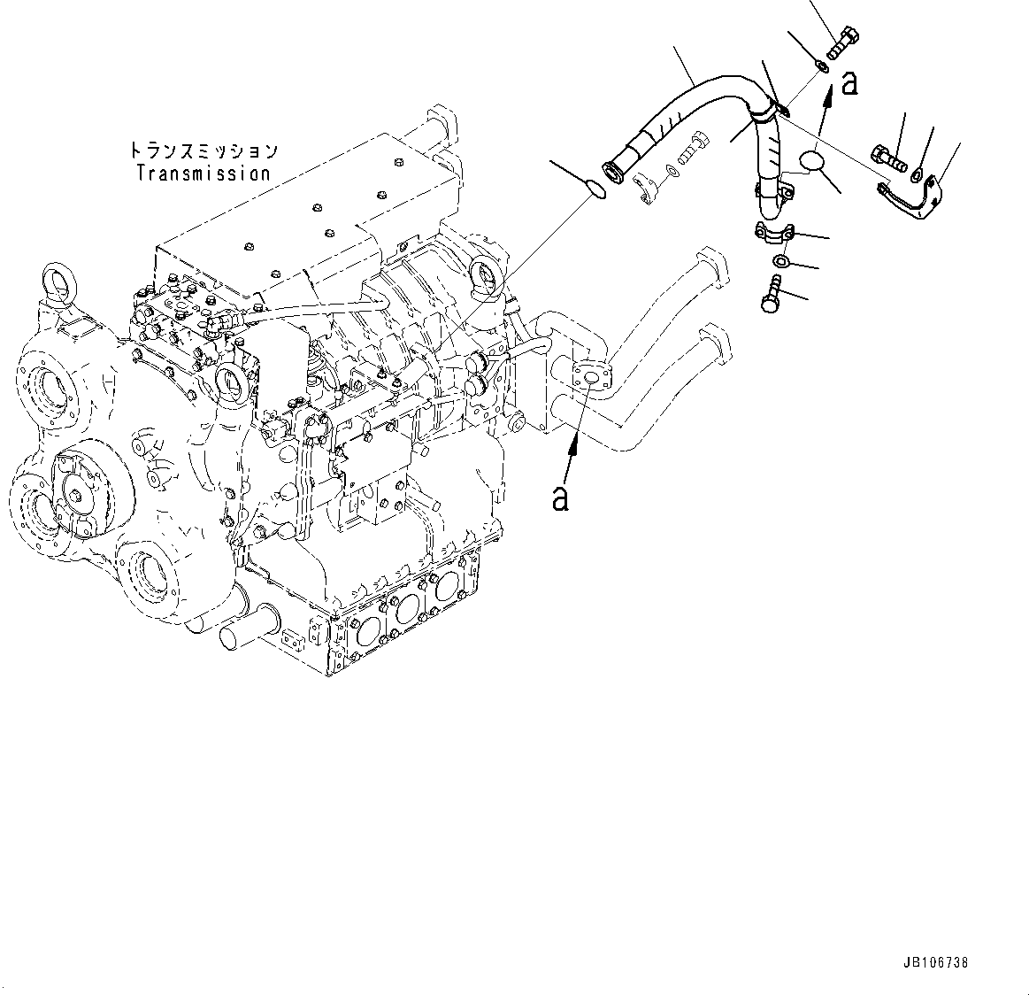 Komatsu parts book diagram for HD605-10 S/N 60001-UP: TRANSMISSION PIPING, PIPING (2/2)(#60003-)