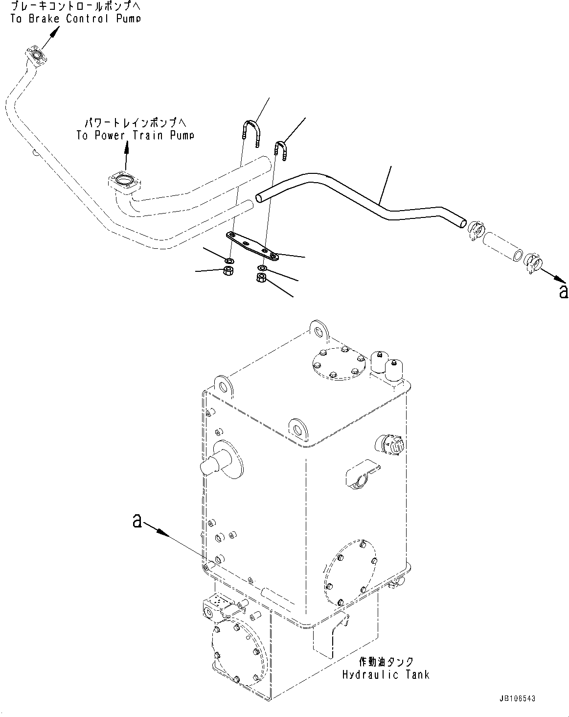 Komatsu parts book diagram for HD605-10 S/N 60001-UP: BRAKE PIPING, PIPING (5/5)(#60001-)