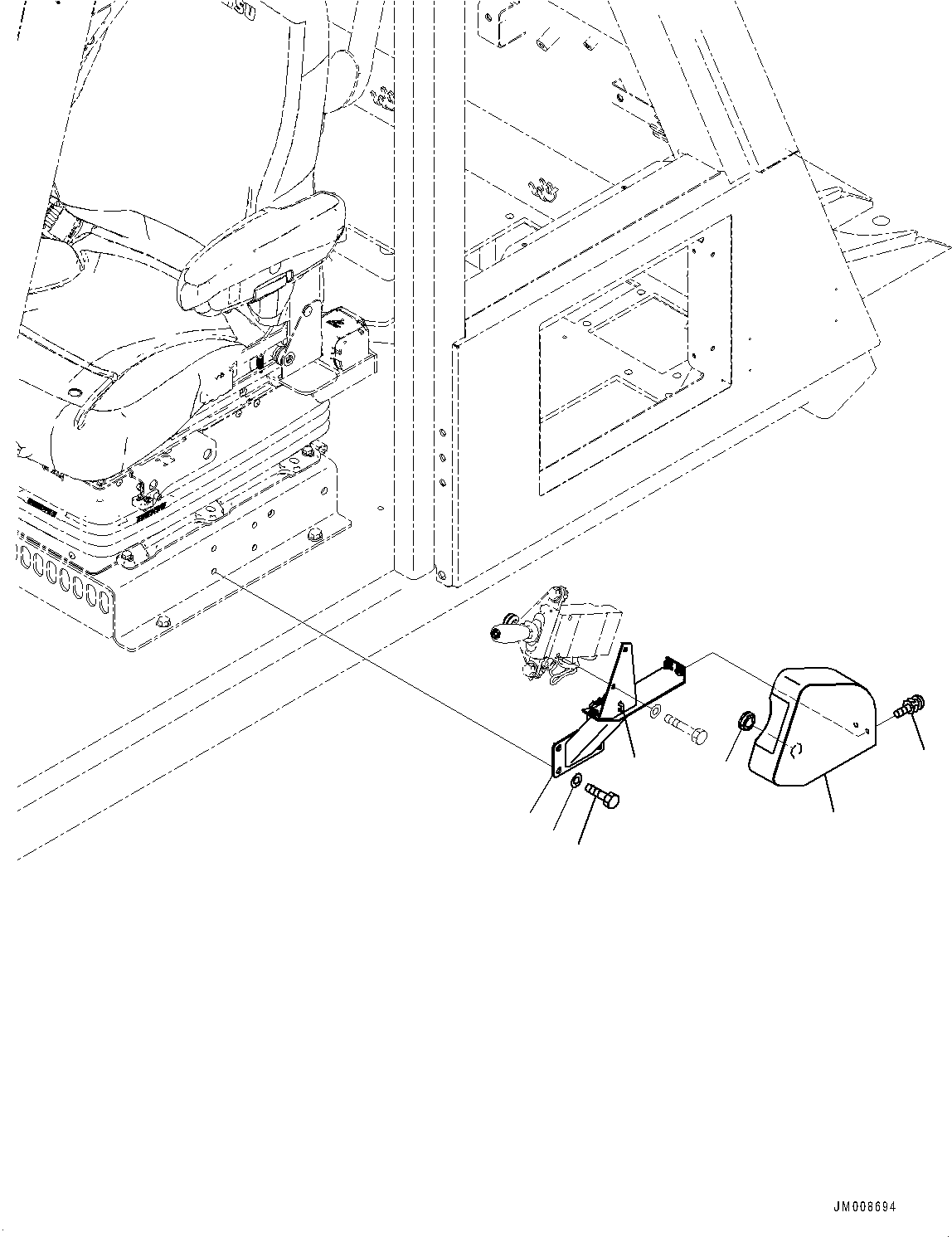Komatsu parts book diagram for HD605-10 S/N 60001-UP: OPERATOR'S SEAT, DUMP LEVER BRACKET(#60001-)