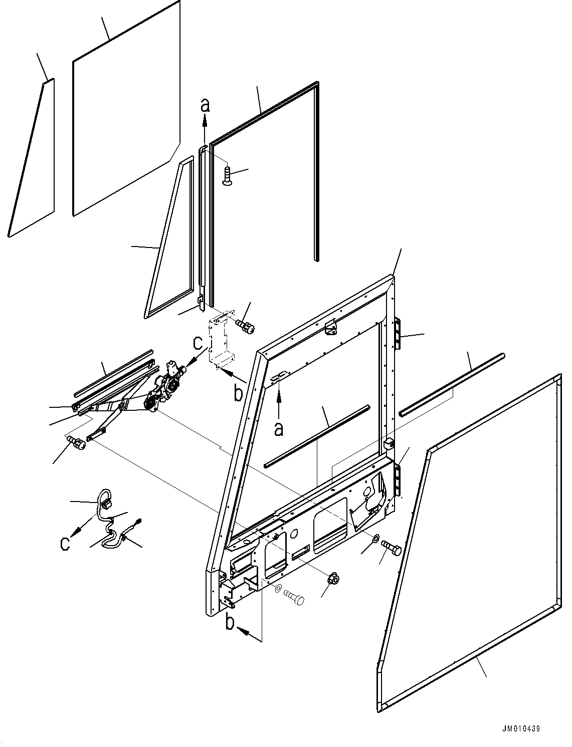 Komatsu parts book diagram for HD605-10 S/N 60001-UP: CAB, DOOR, R.H.(#60001-)