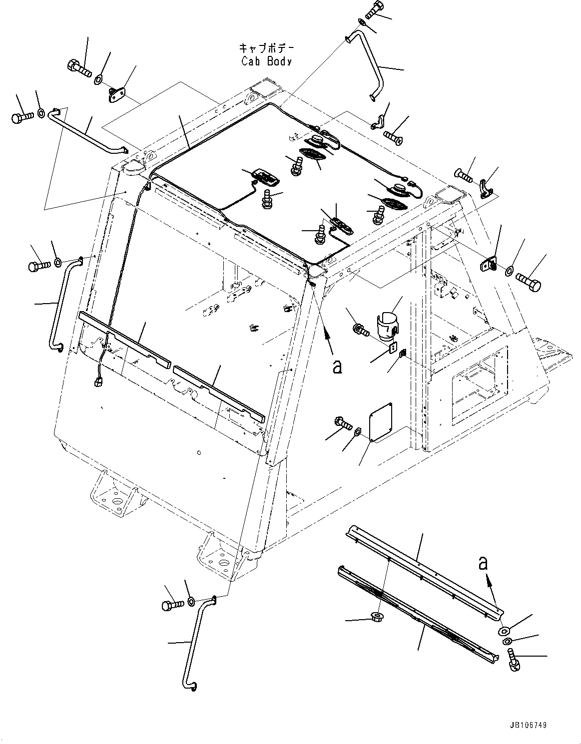 Komatsu parts book diagram for HD605-10 S/N 60001-UP: CAB, ACCESSORY PARTS(#60003-)