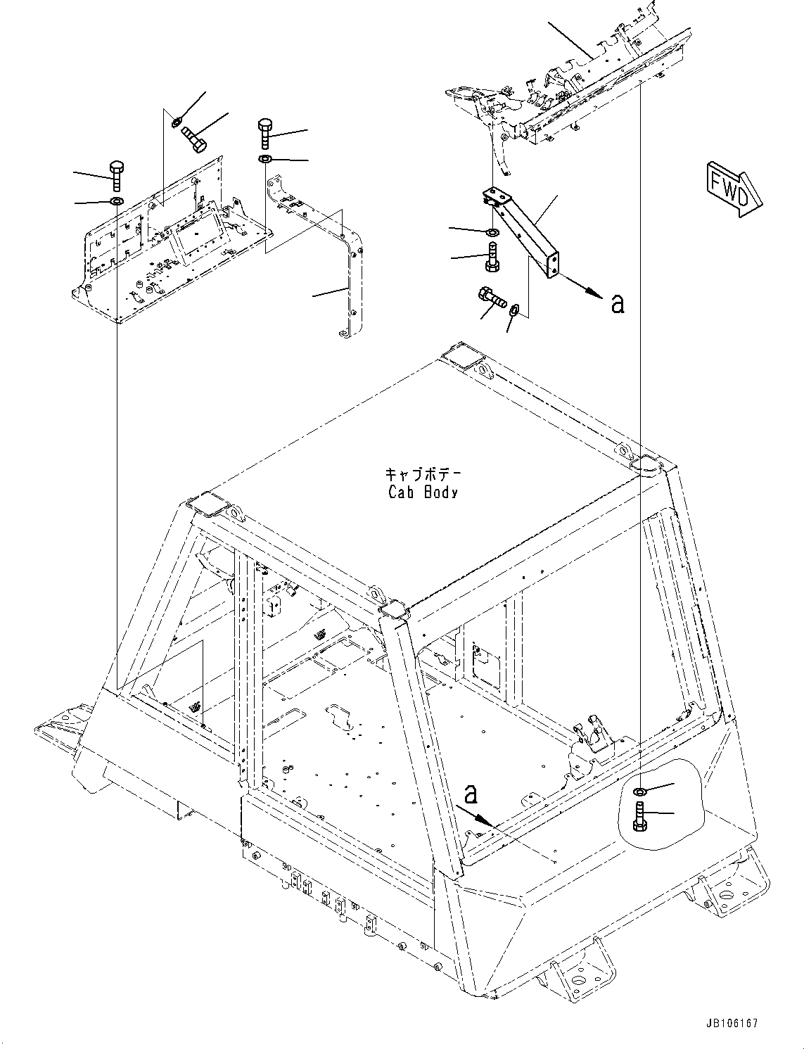 Komatsu parts book diagram for HD605-10 S/N 60001-UP: CAB, DASHBOARD MOUNTING(#60001-)