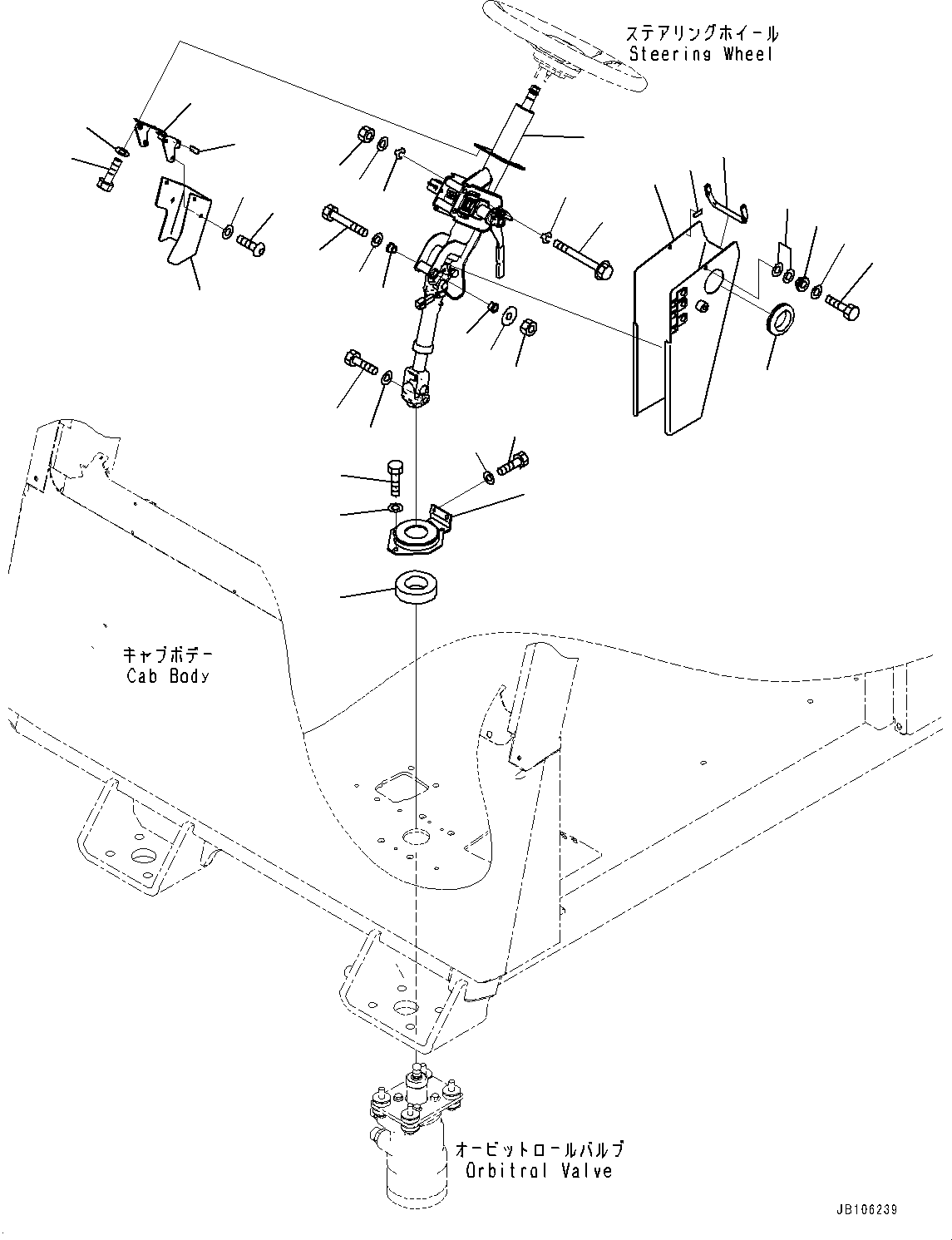 Komatsu parts book diagram for HD605-10 S/N 60001-UP: CAB, STEERING COLUMN(#60001-)