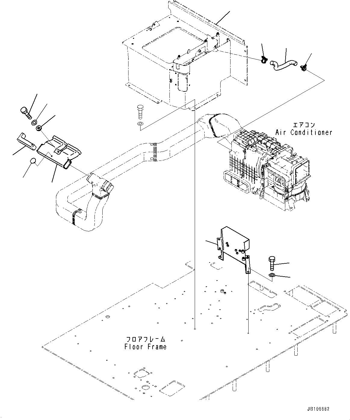 Komatsu parts book diagram for HD605-10 S/N 60001-UP: CAB, AIR CONDITIONER DUCT (2/2)(#60001-)