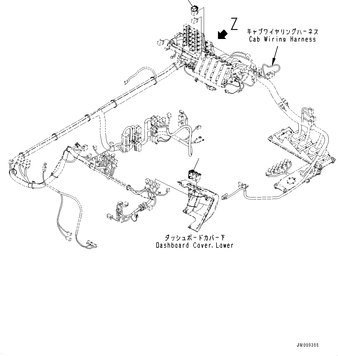 Komatsu parts book diagram for HD605-10 S/N 60001-UP: CAB OPTION SWITCH, FOG LAMP(#60001-)