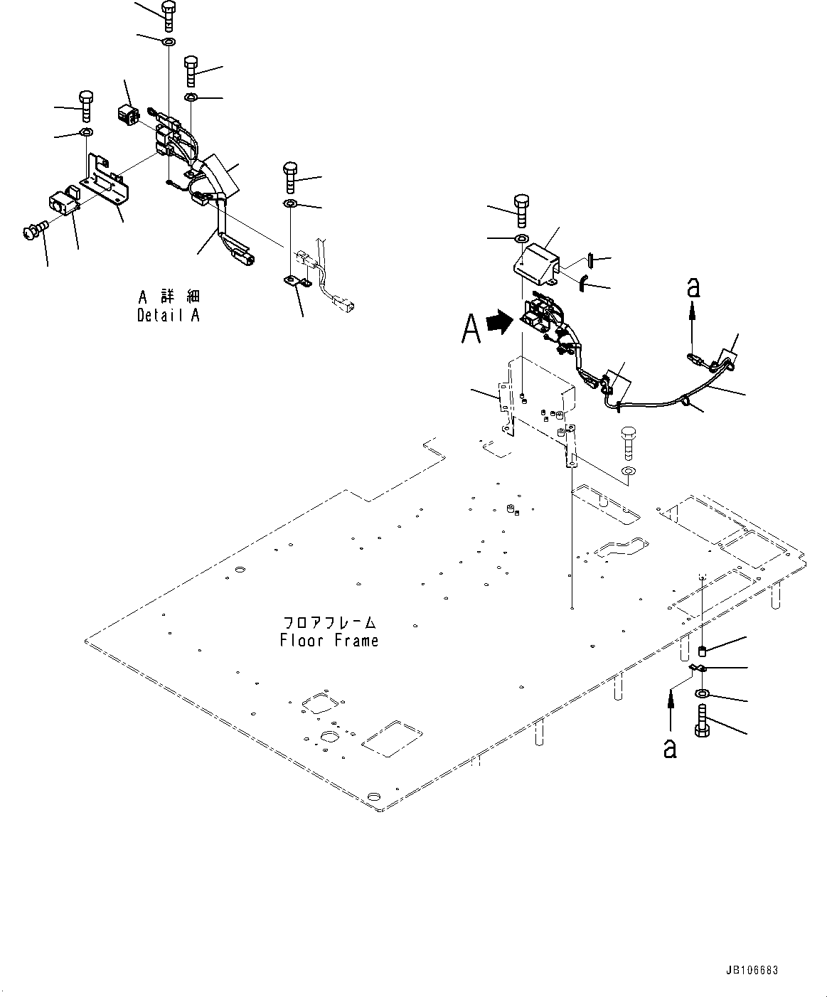 Komatsu parts book diagram for HD605-10 S/N 60001-UP: CAB OPTION SWITCH, SEAT BELT REMINDER LAMP RELATED PARTS (FLASH LAMP WHEN SEAT BELT IS FASTENED)(#60001-)