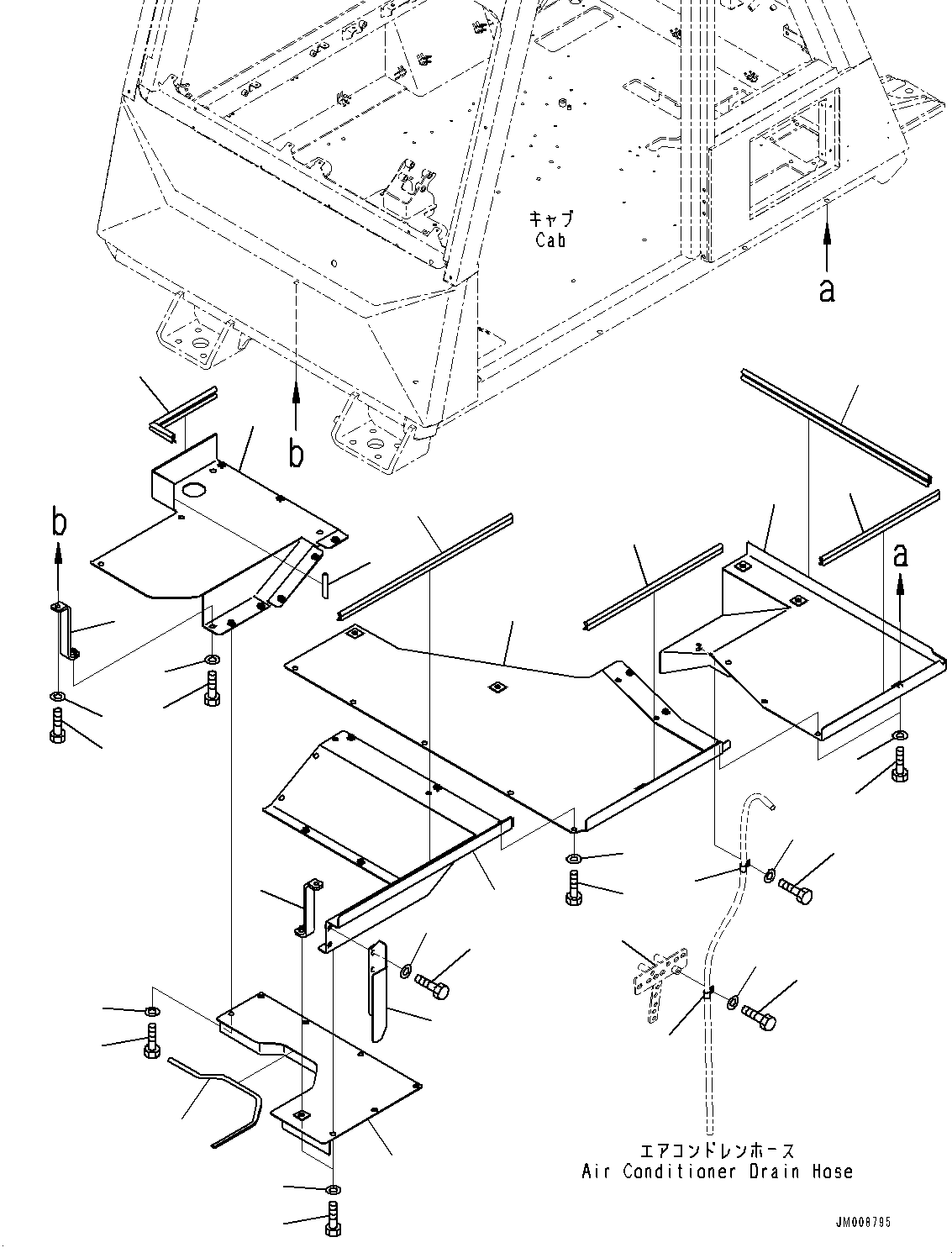 Komatsu parts book diagram for HD605-10 S/N 60001-UP: CAB RELATED, UNDER COVER(#60001-60002)