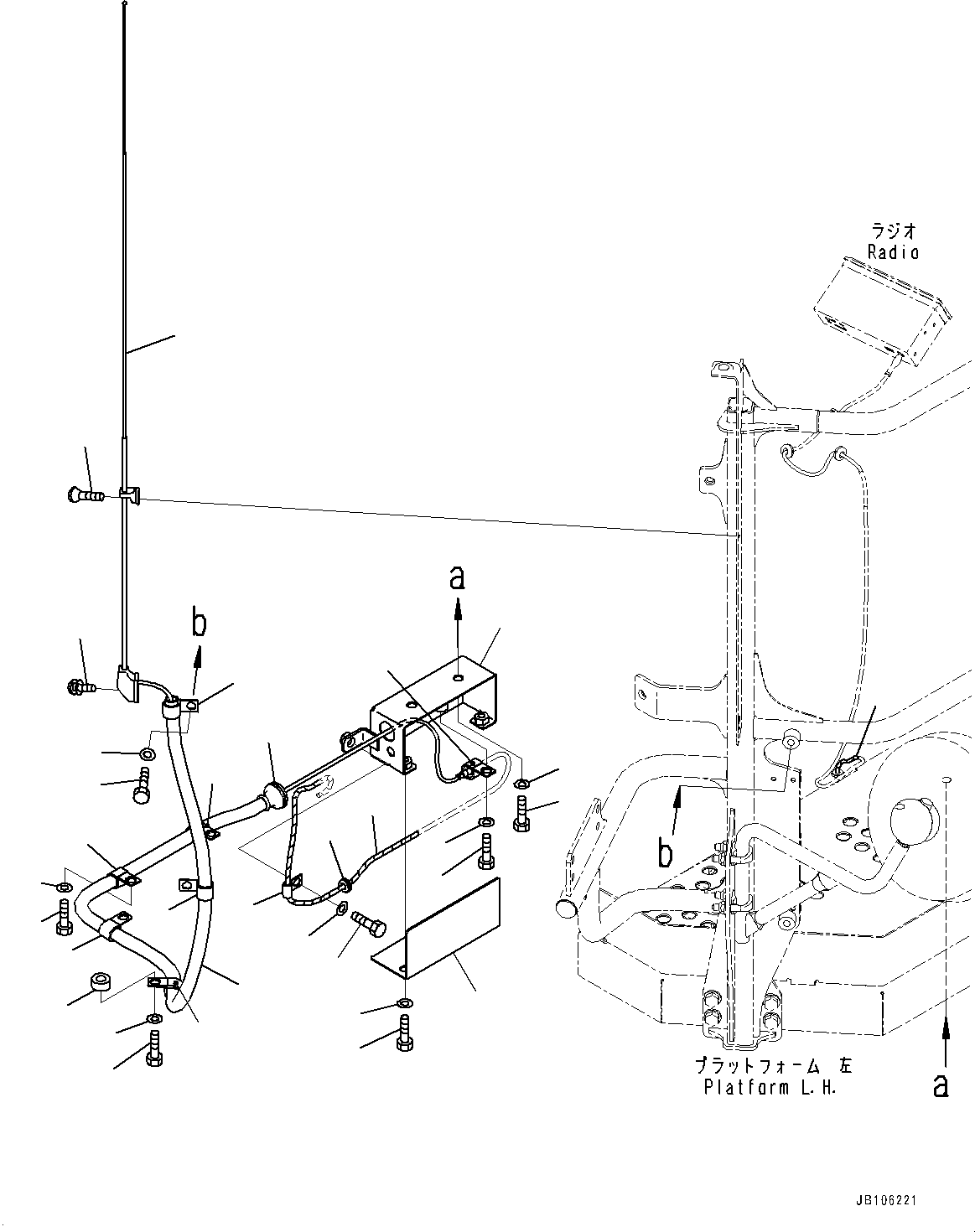 Komatsu parts book diagram for HD605-10 S/N 60001-UP: CAB RELATED, RADIO ANTENNA(#60001-)
